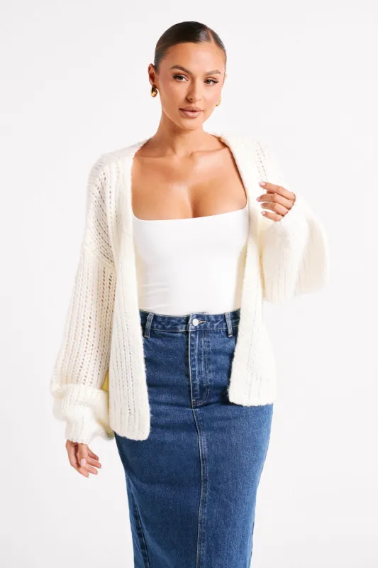 Irina Chunky Knit Cardigan - Ivory sold by Meshki