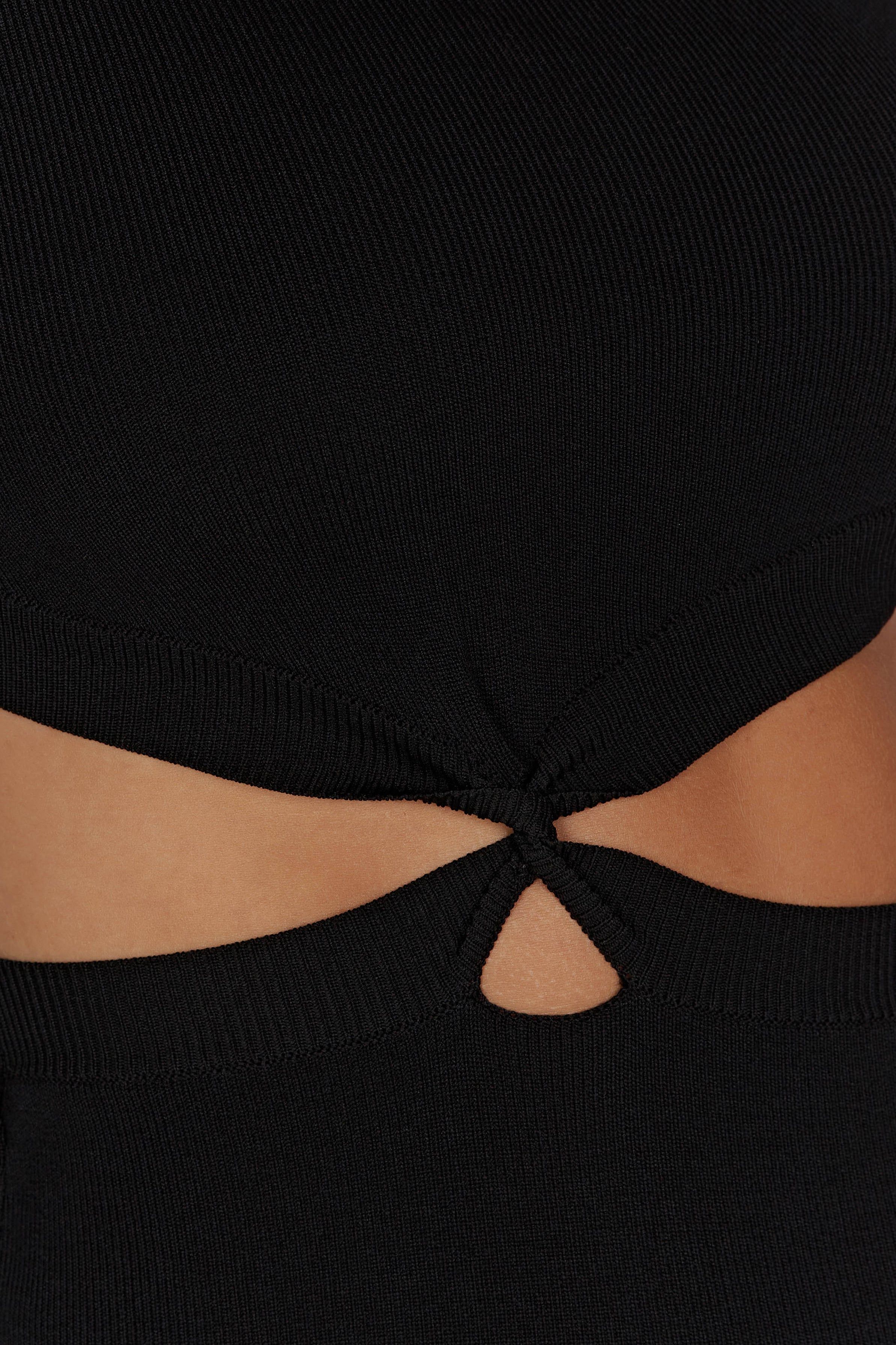 Mila Twist Front Knit Midi Dress - Black sold by Meshki product image thumbnail 5