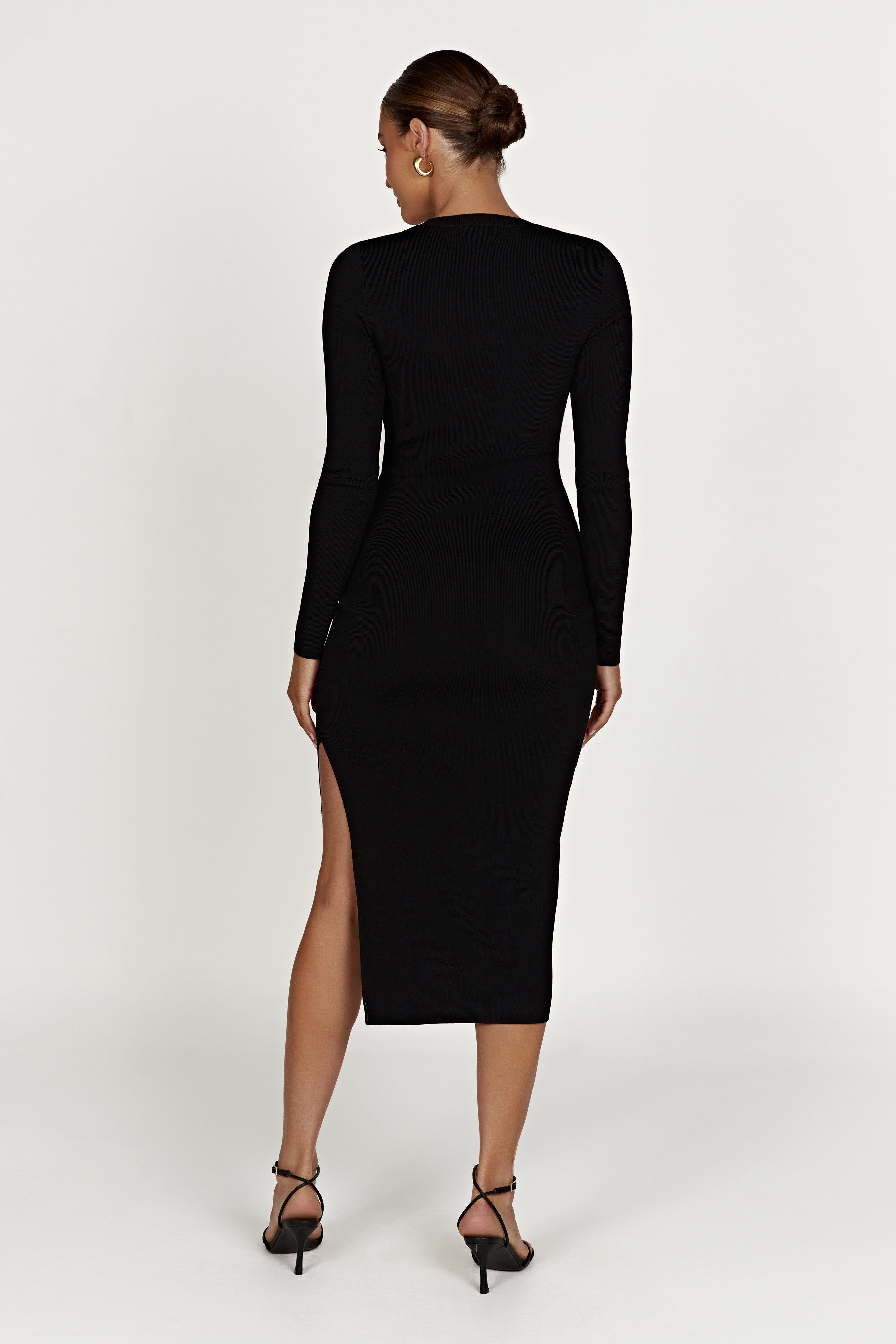 Mila Twist Front Knit Midi Dress - Black sold by Meshki product image thumbnail 2