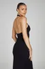Kimberley Recycled Nylon Halter Maxi Dress - Black sold by Meshki