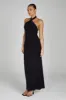 Kimberley Recycled Nylon Halter Maxi Dress - Black sold by Meshki