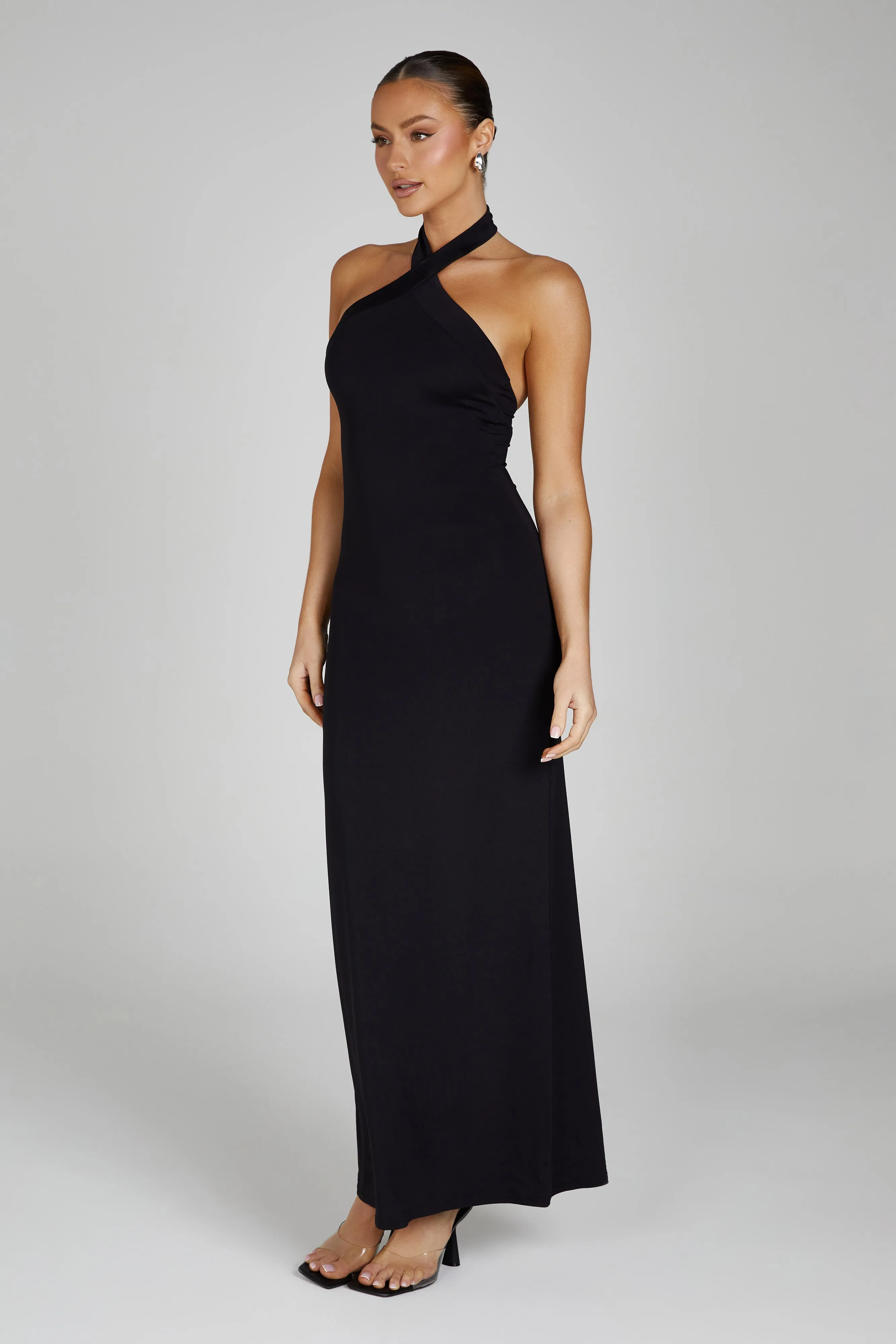 Kimberley Recycled Nylon Halter Maxi Dress - Black sold by Meshki product image thumbnail 3