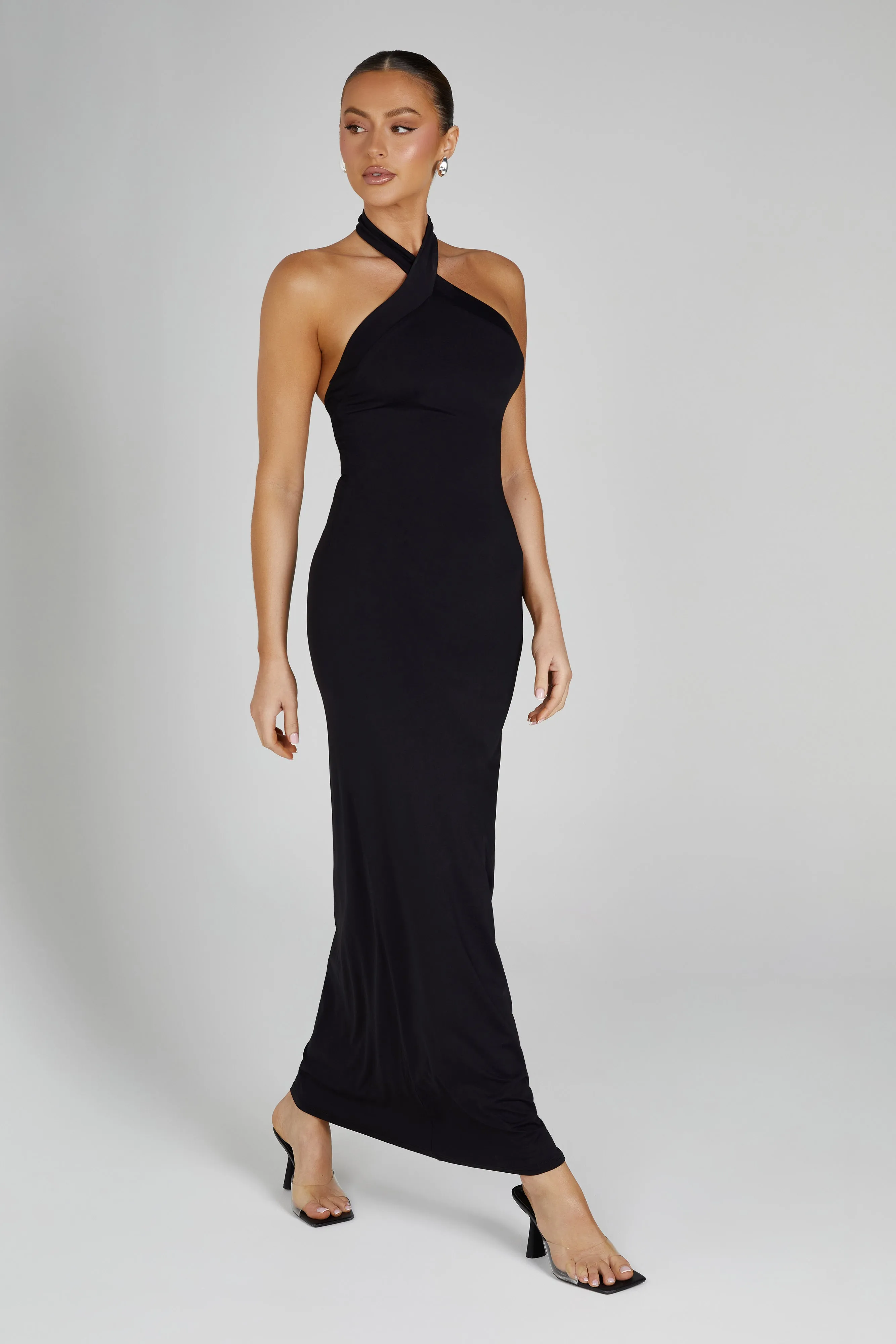Kimberley Recycled Nylon Halter Maxi Dress - Black sold by Meshki product image thumbnail 4