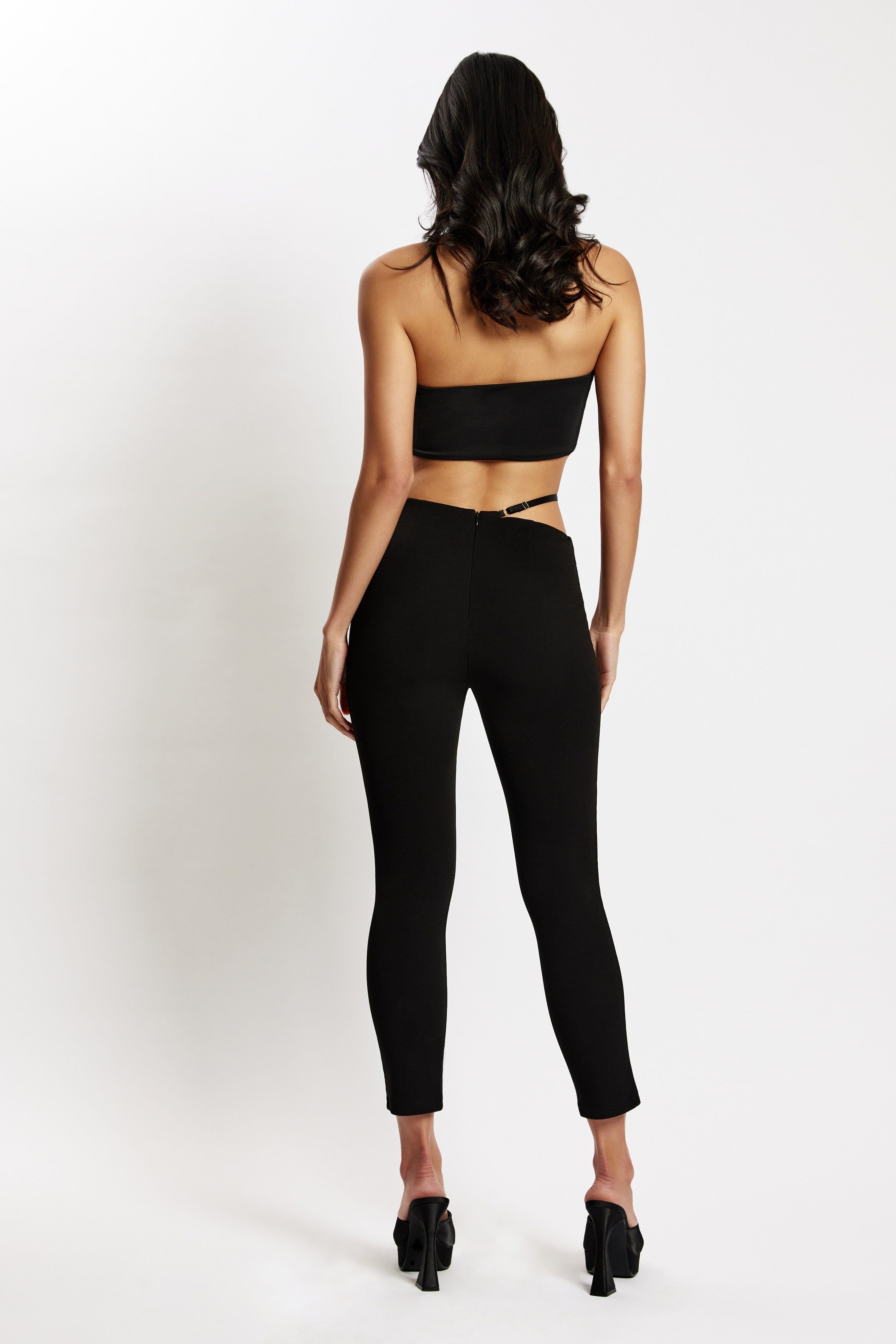Irene Pants With V Front Cut Out - Black sold by Meshki product image thumbnail 3