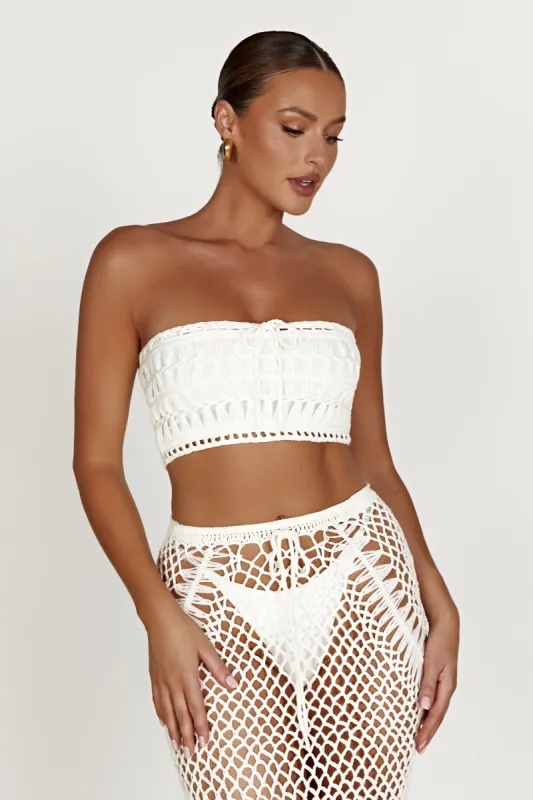 Bonnie Crochet Bandeau Top - White made by Meshki