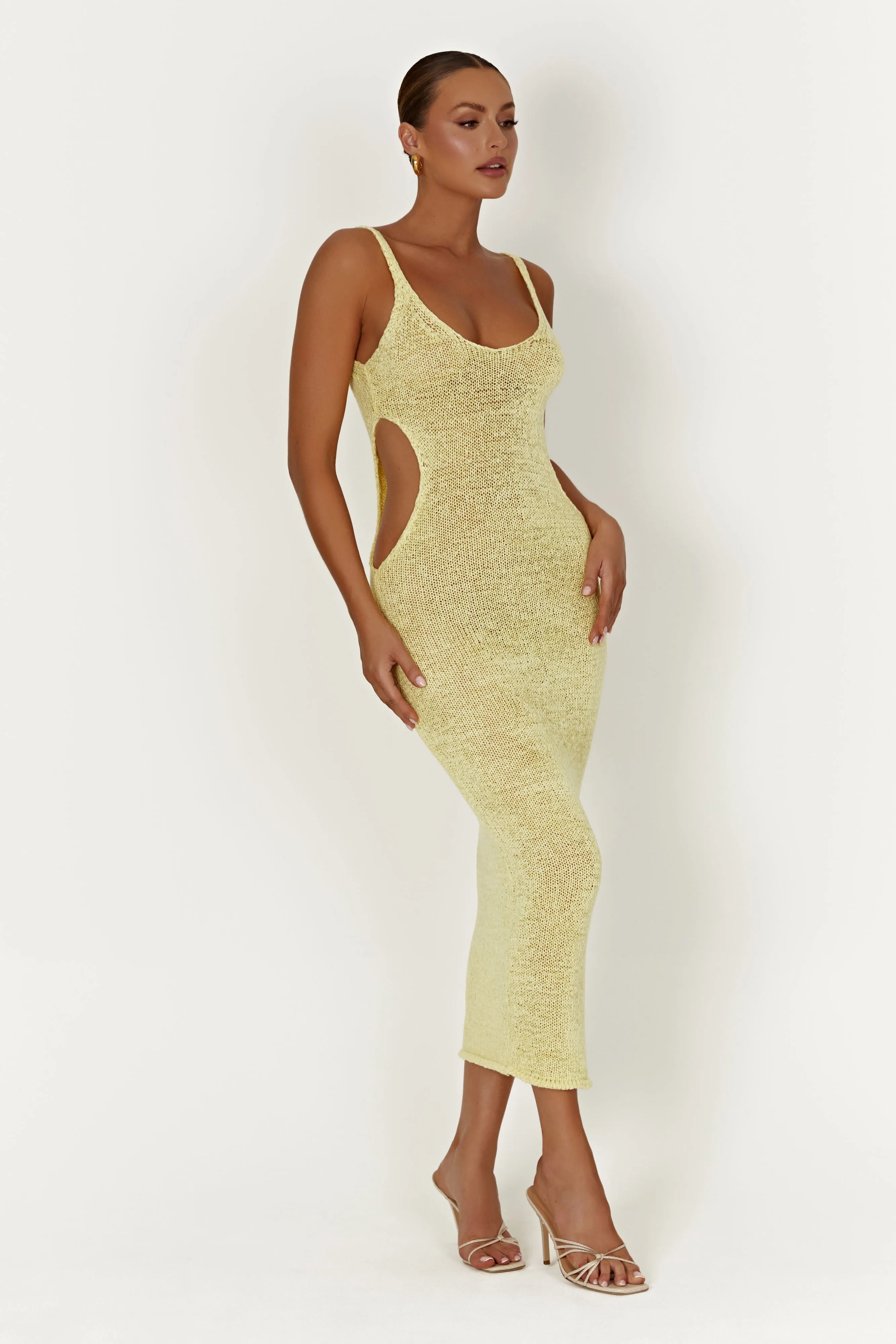 Shae Scoop Neck Knit Midi Dress - Lemon sold by Meshki product image thumbnail 5