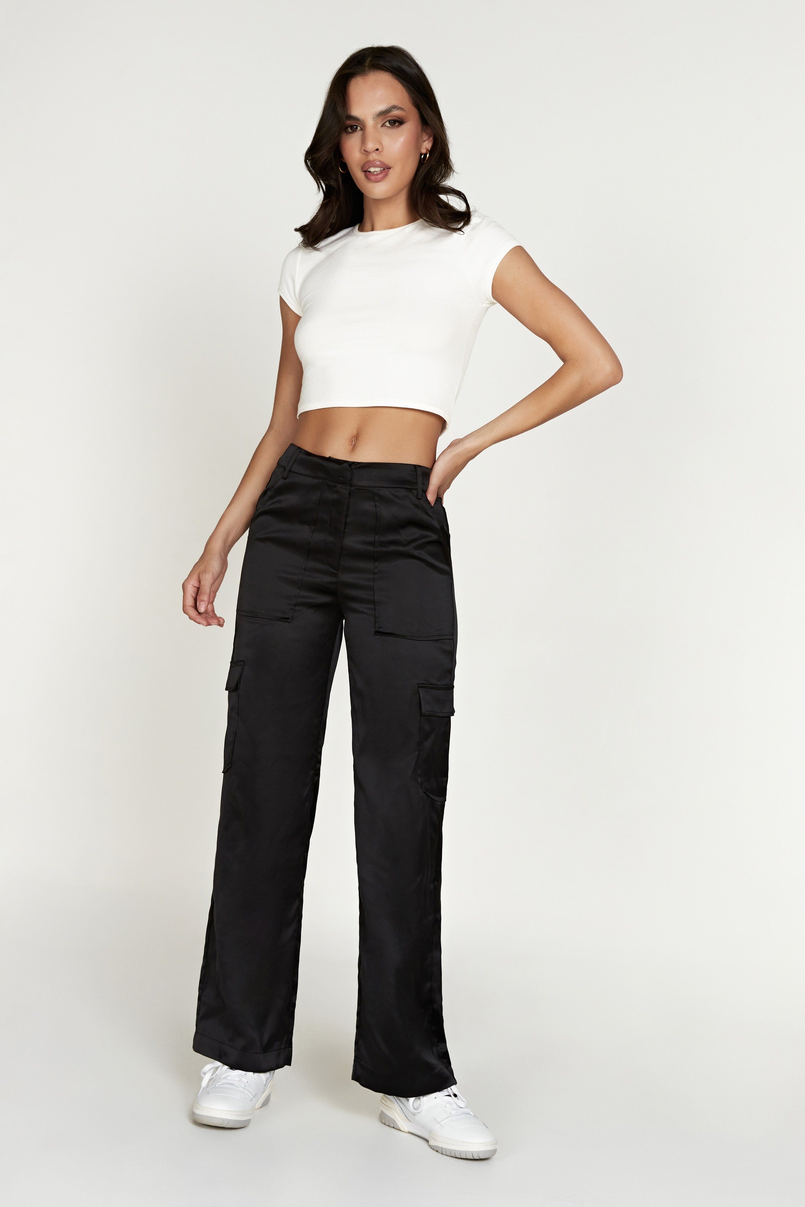 Amaya Satin Cargo Pant - Black sold by Meshki product image thumbnail 10