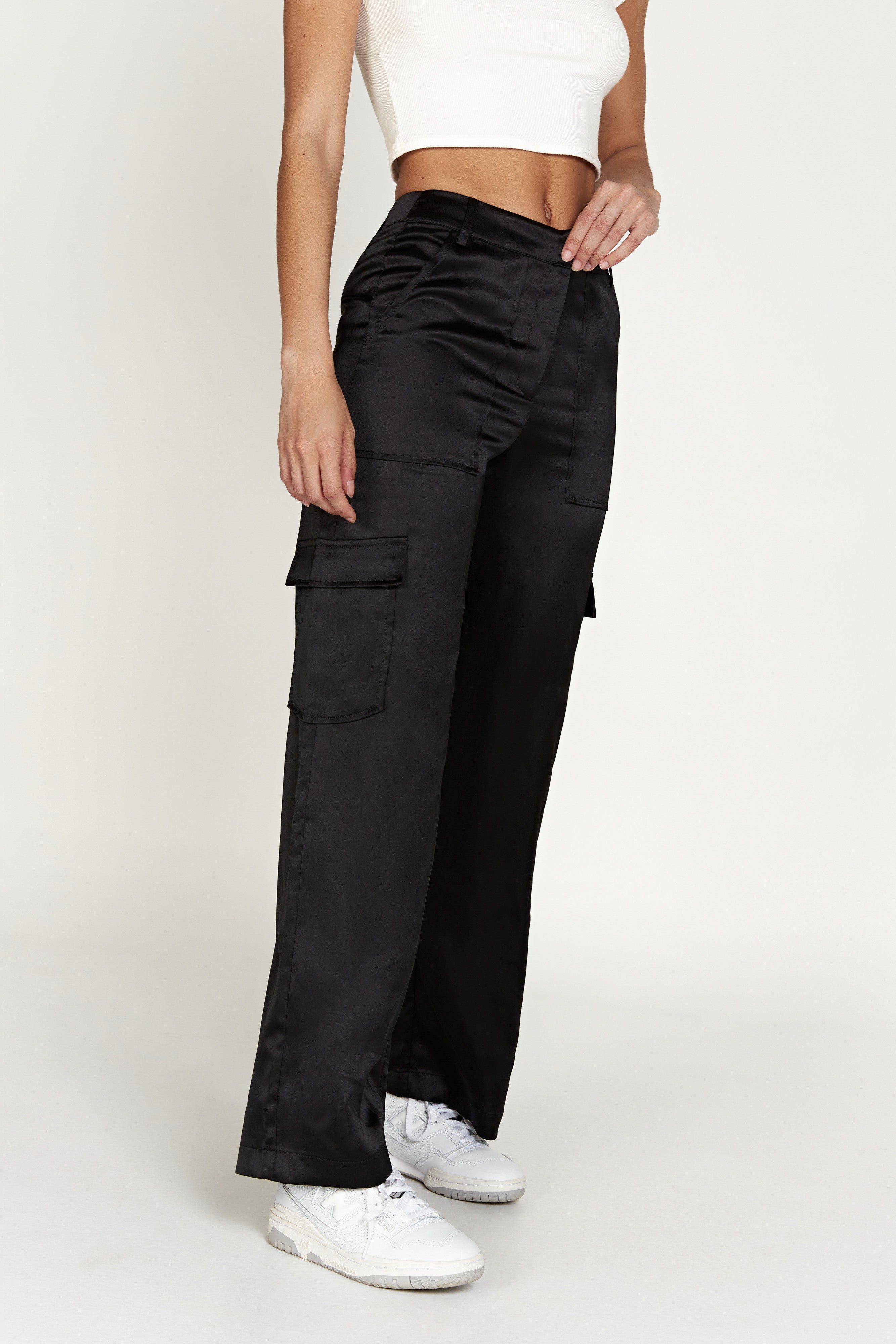 Amaya Satin Cargo Pant - Black sold by Meshki product image thumbnail 12