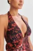 Aimee Halter Mini Dress - Peony Print sold by Meshki