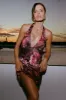 Aimee Halter Mini Dress - Peony Print sold by Meshki