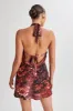 Aimee Halter Mini Dress - Peony Print sold by Meshki