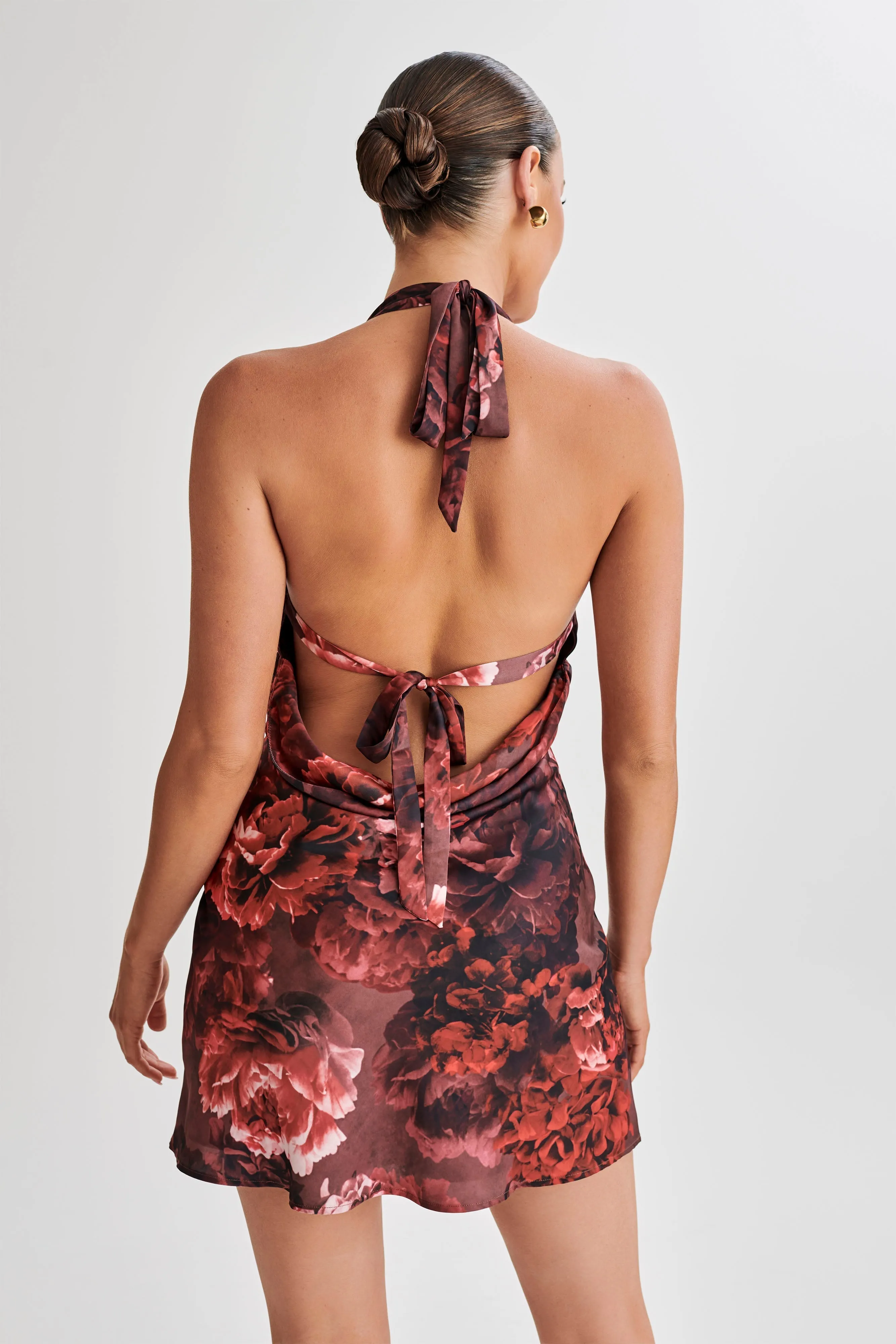 Aimee Halter Mini Dress - Peony Print sold by Meshki product image thumbnail 5