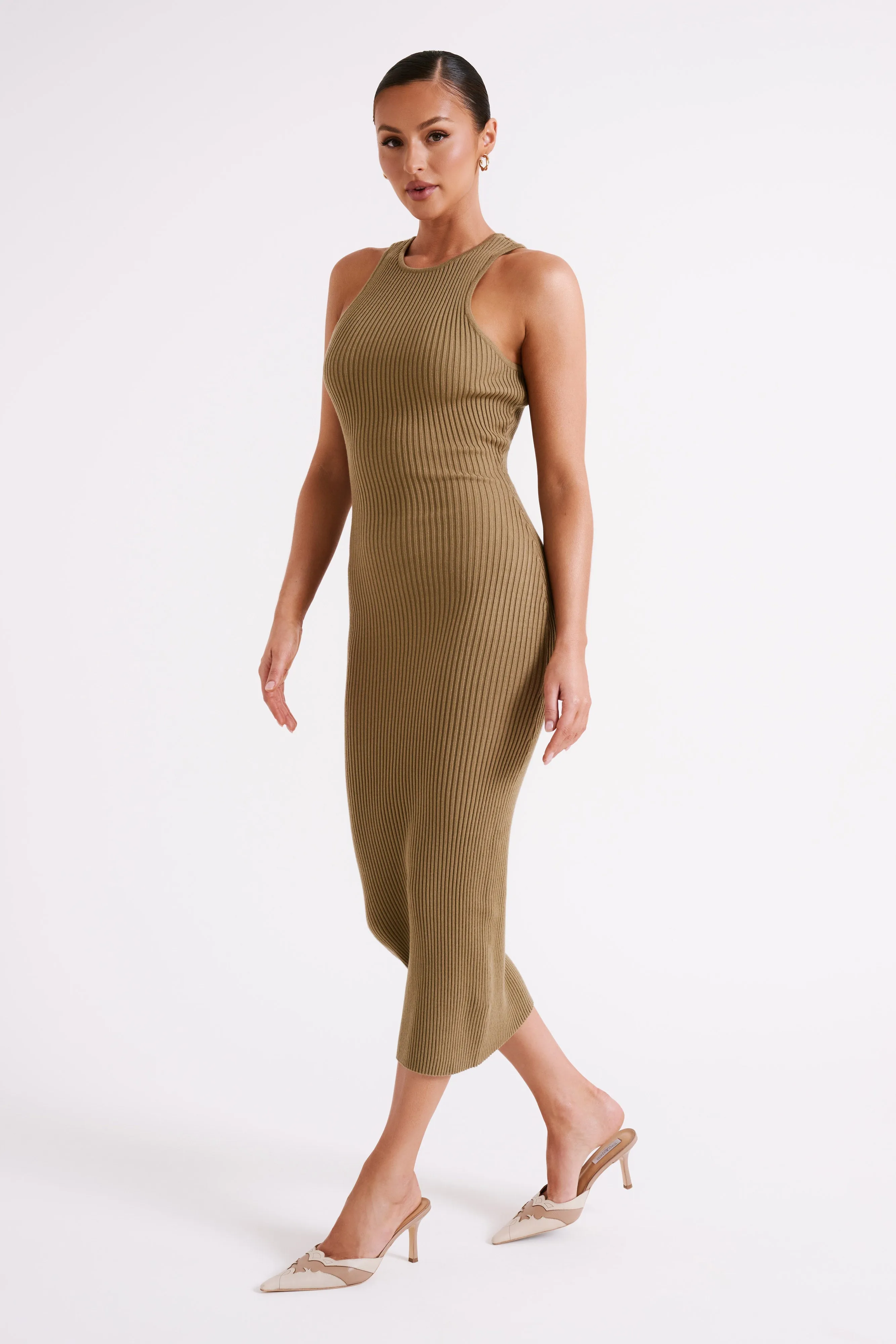 Sienna Knit Midi Dress - Olive sold by Meshki product image thumbnail 4
