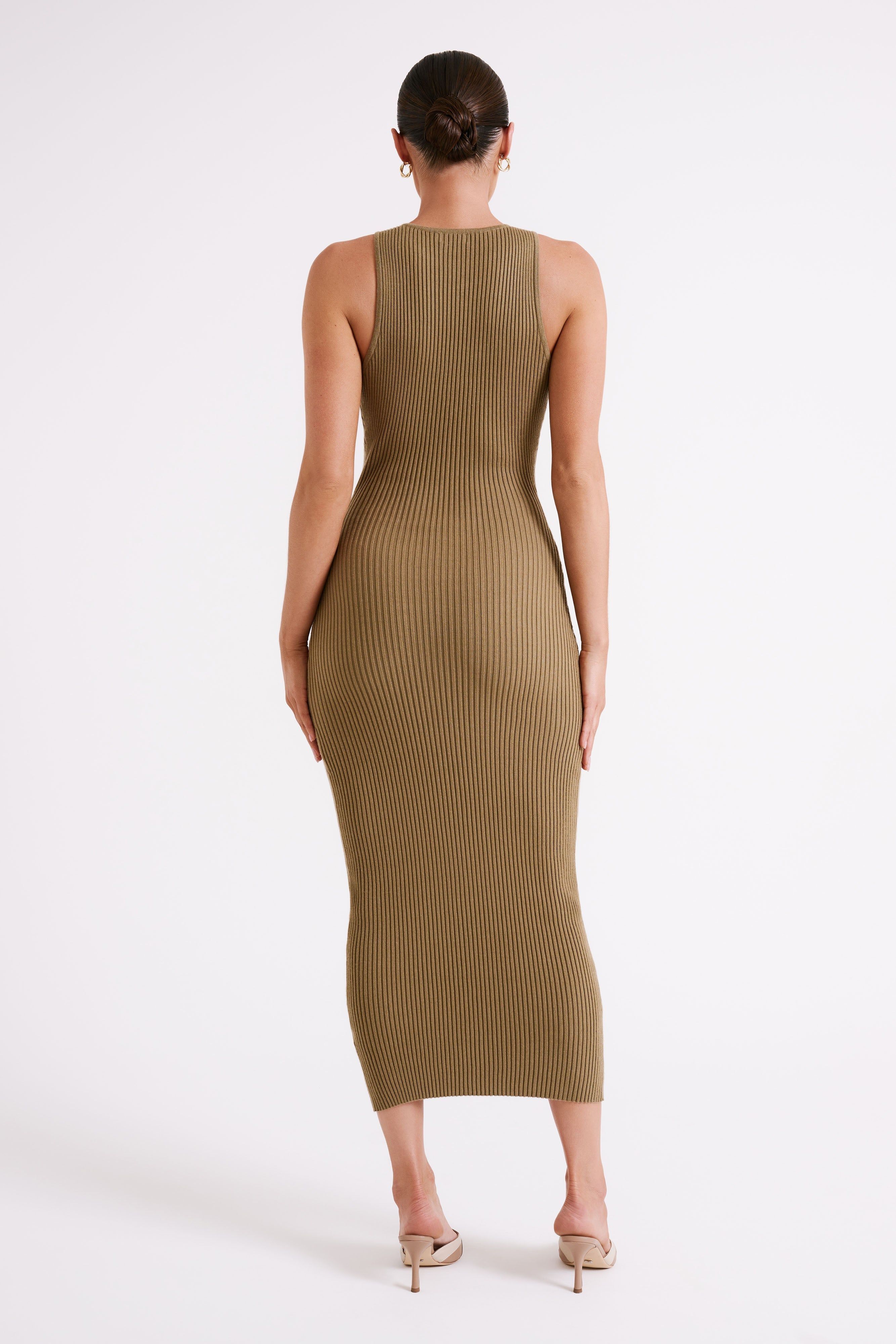 Sienna Midi Knit Dress - Olive sold by Meshki product image thumbnail 3