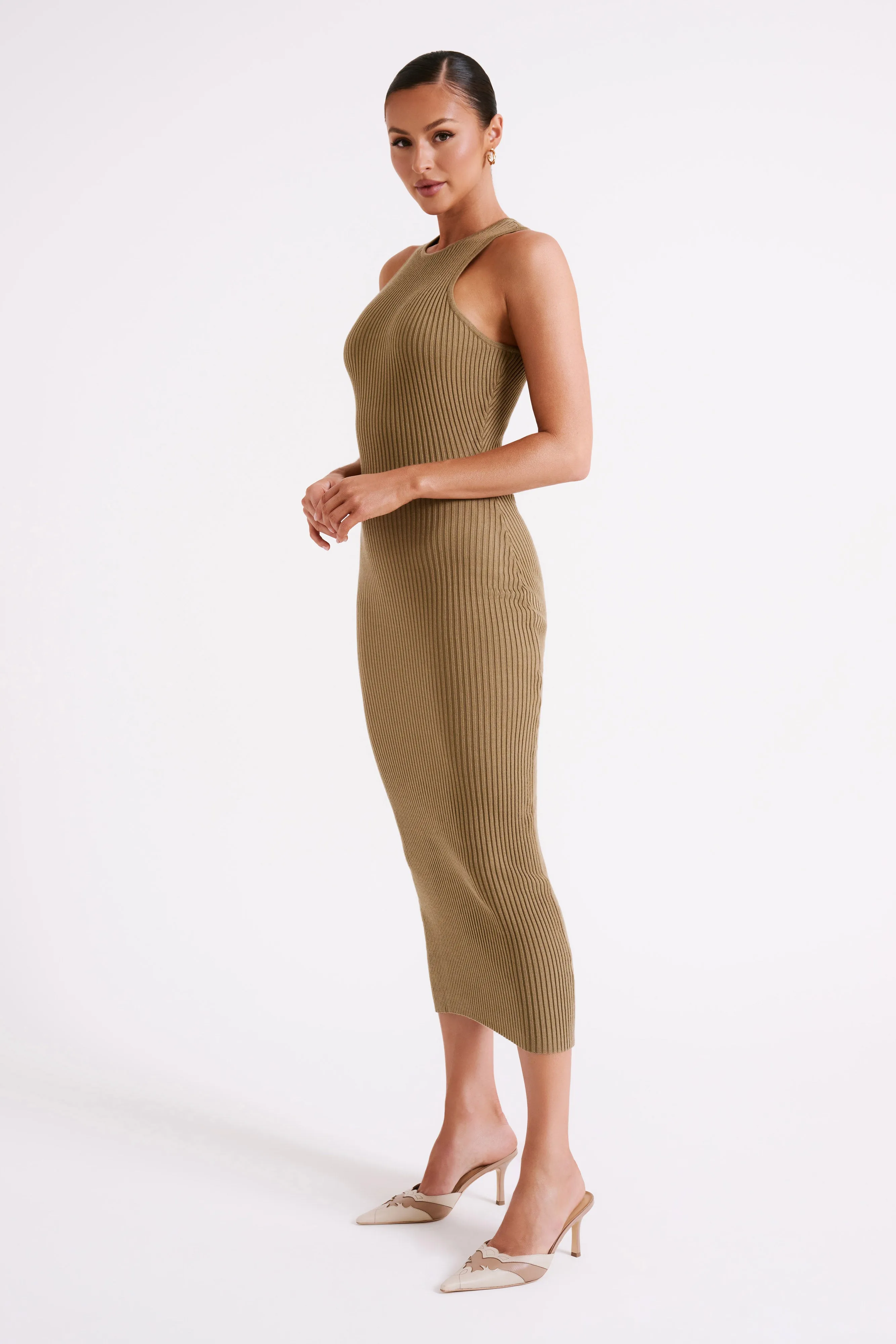 Sienna Knit Midi Dress - Olive sold by Meshki product image thumbnail 5