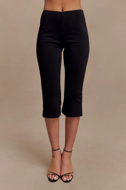 Layla Flared Crepe Capri Pants - Black sold by Meshki