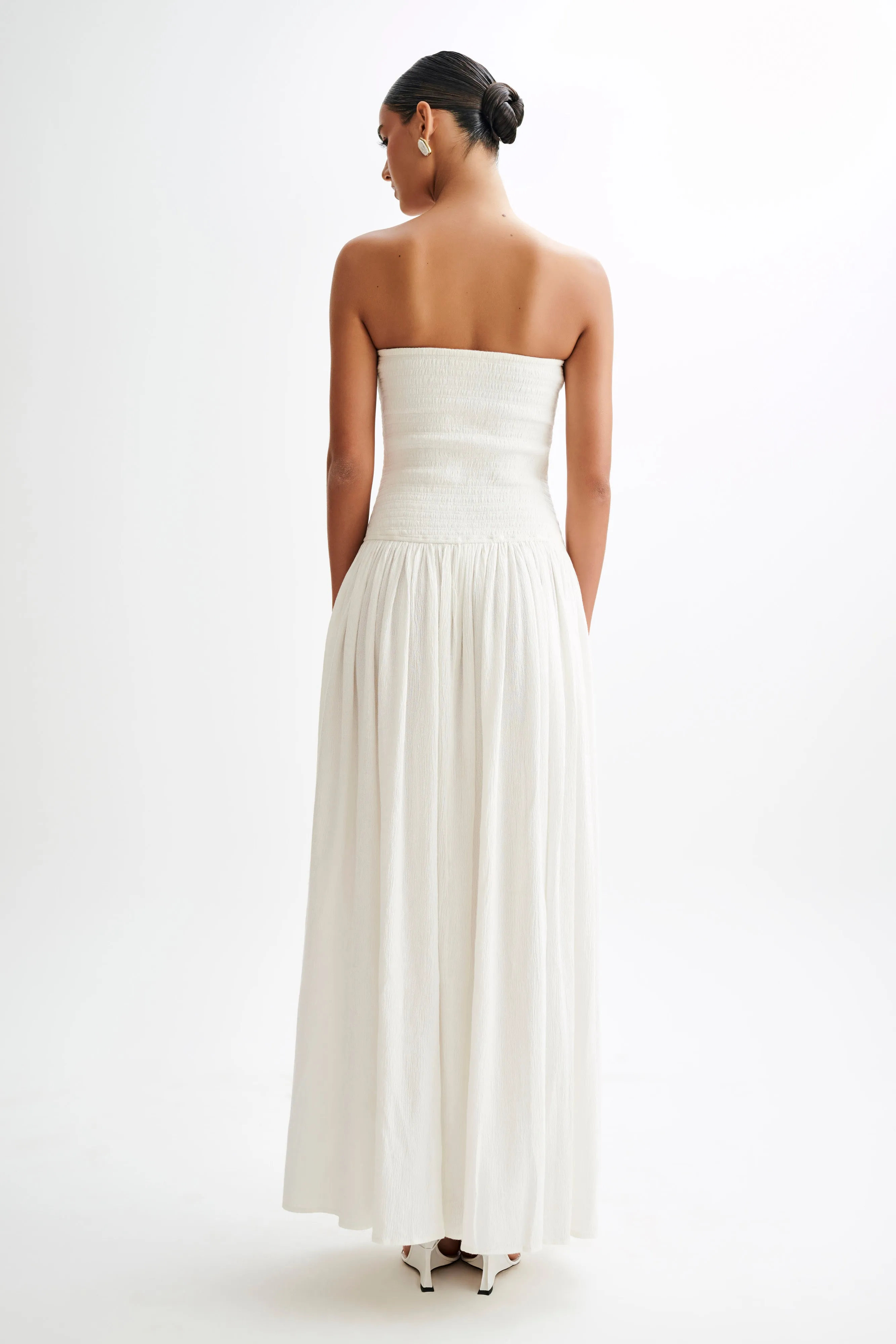 Maureen Cotton Shirring Maxi Dress - Ivory sold by Meshki product image thumbnail 4