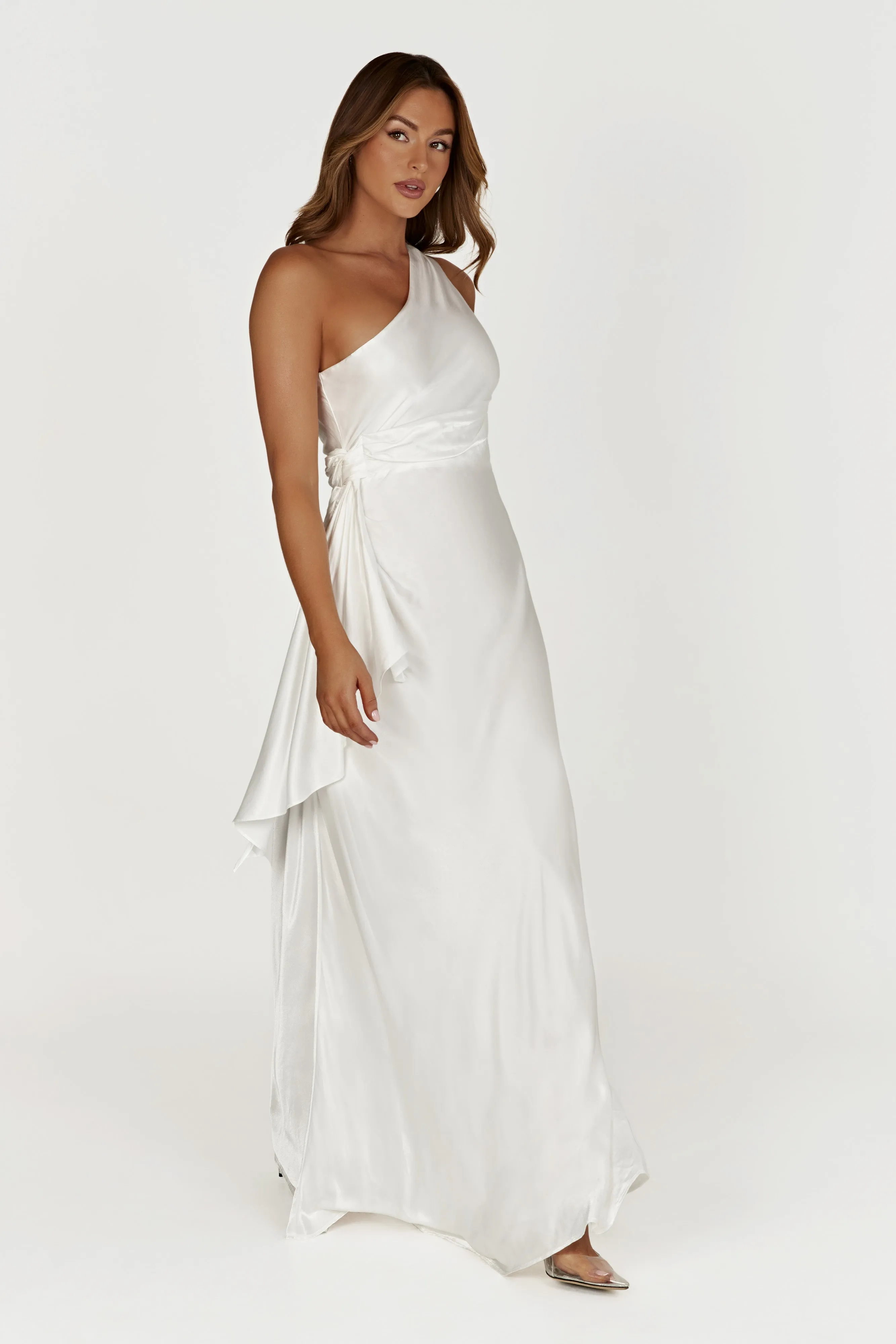 Calliope One Shoulder Maxi Dress - White sold by Meshki product image thumbnail 4