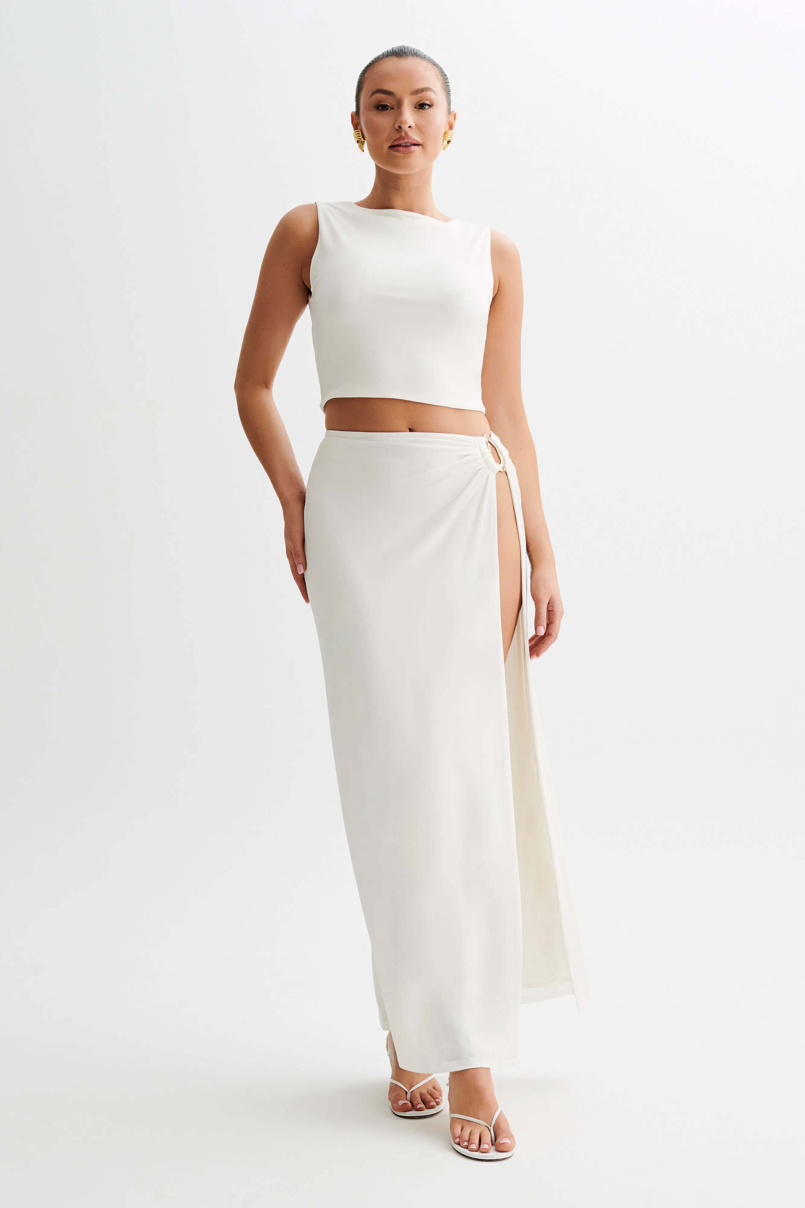 Suri Slinky Cowl Back Top - White sold by Meshki product image thumbnail 3