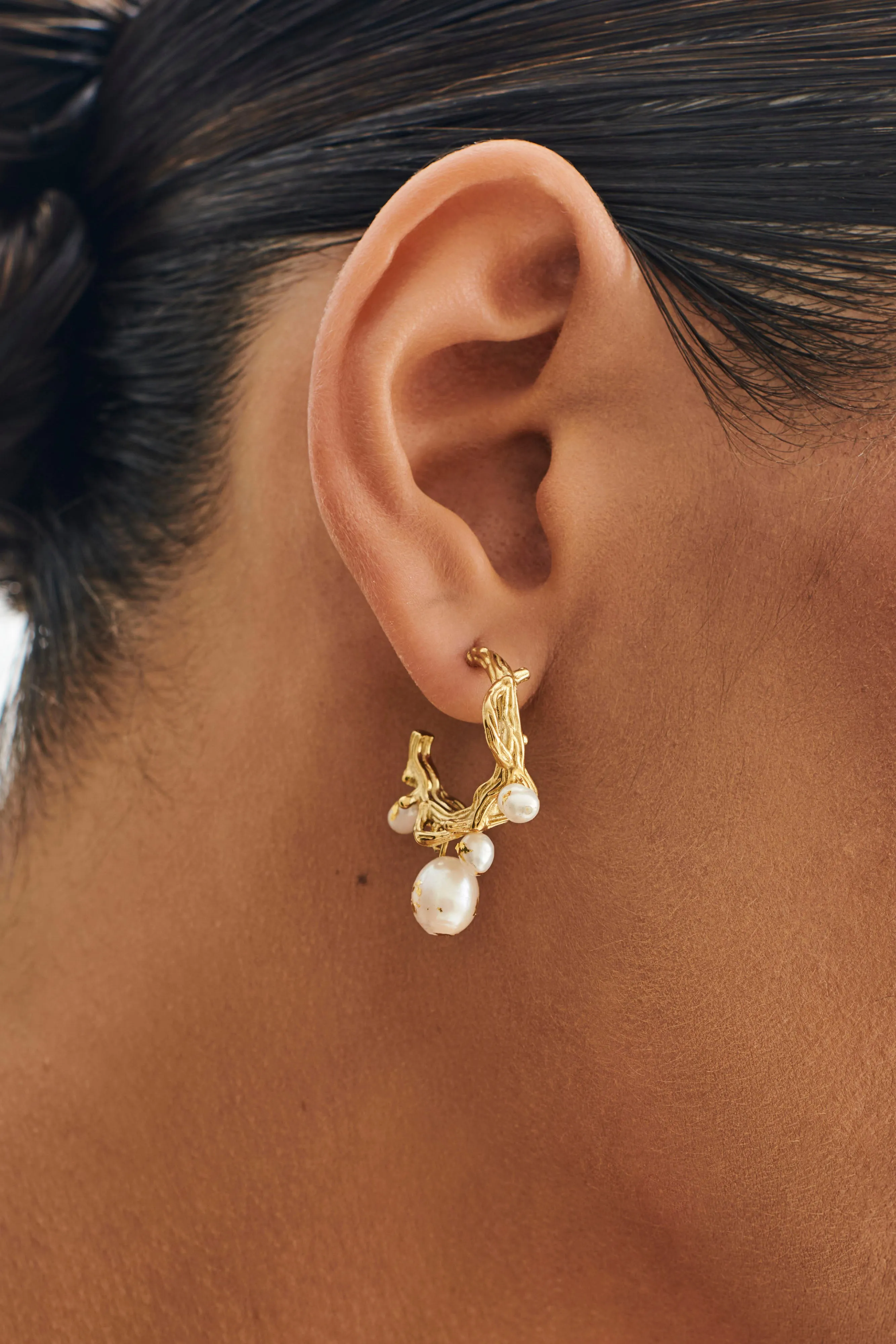 Nixie Pearl C Hoop Earrings - Pearl sold by Meshki product image thumbnail 5