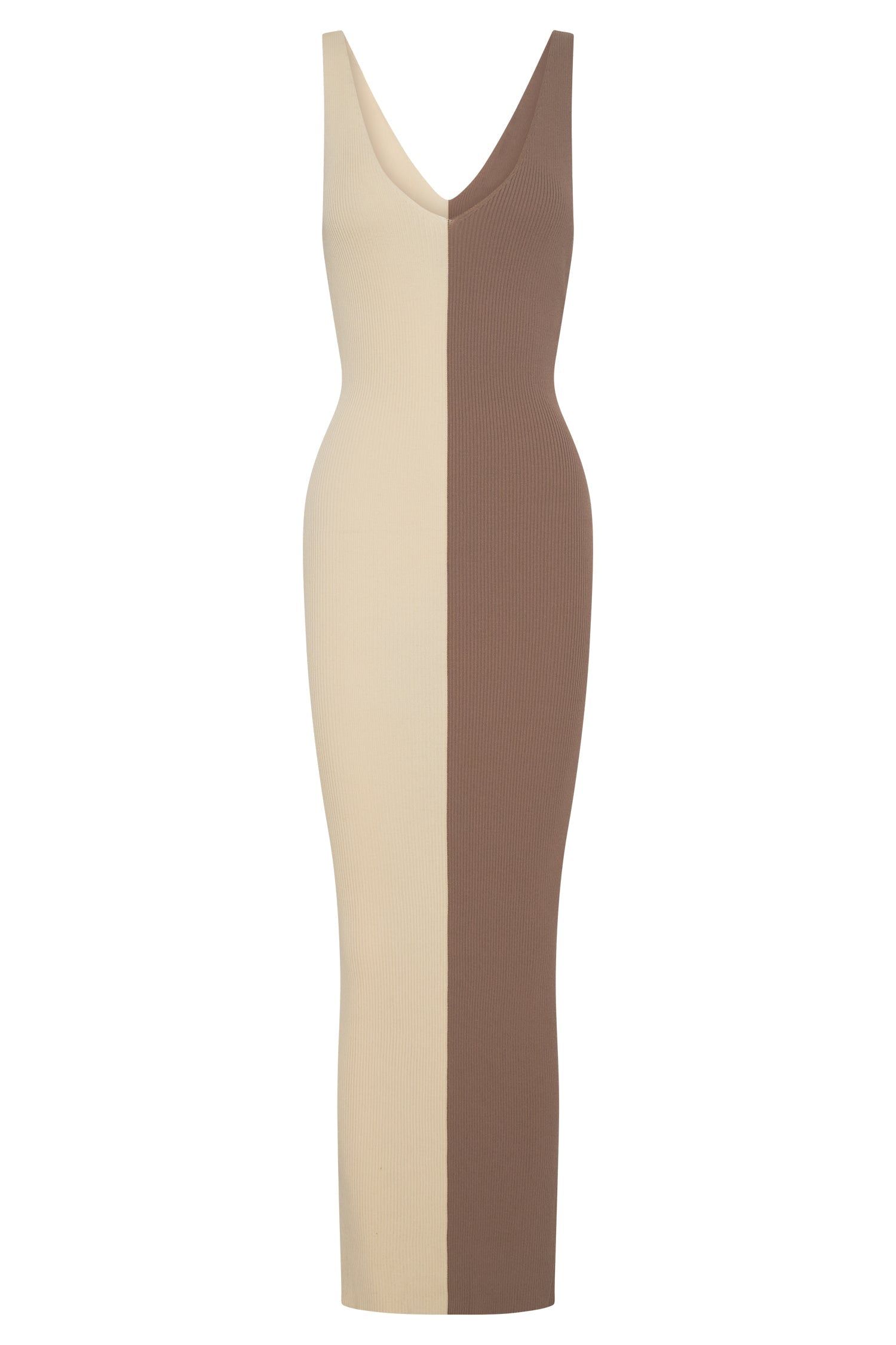 Jodie Two Tone V Neck Midi Dress - Multi Nude sold by Meshki product image thumbnail 8