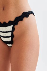 Amanda Stripe Bikini Bottom - Black sold by Meshki
