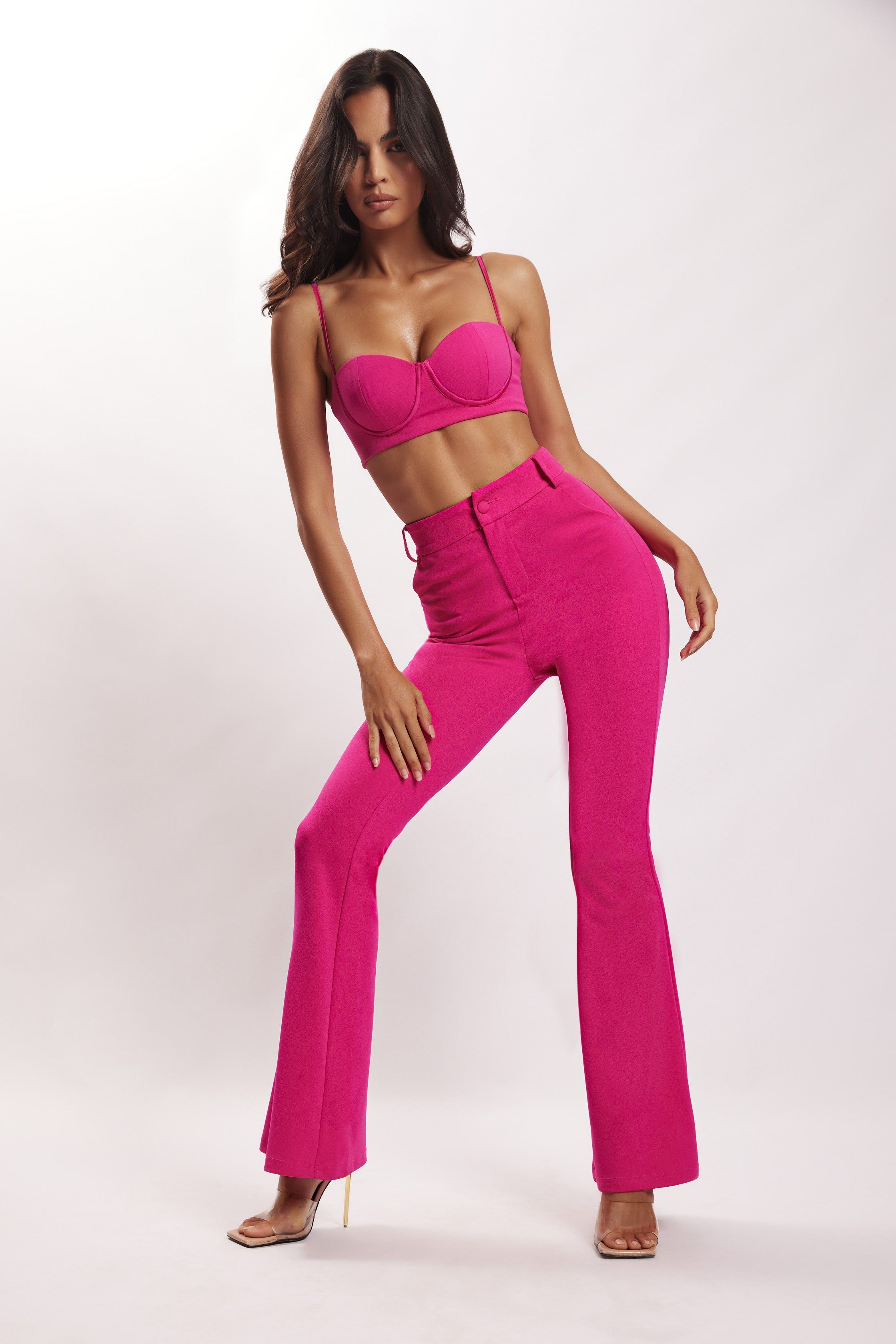 Fiorella Flare Crepe Pants - Fuchsia sold by Meshki