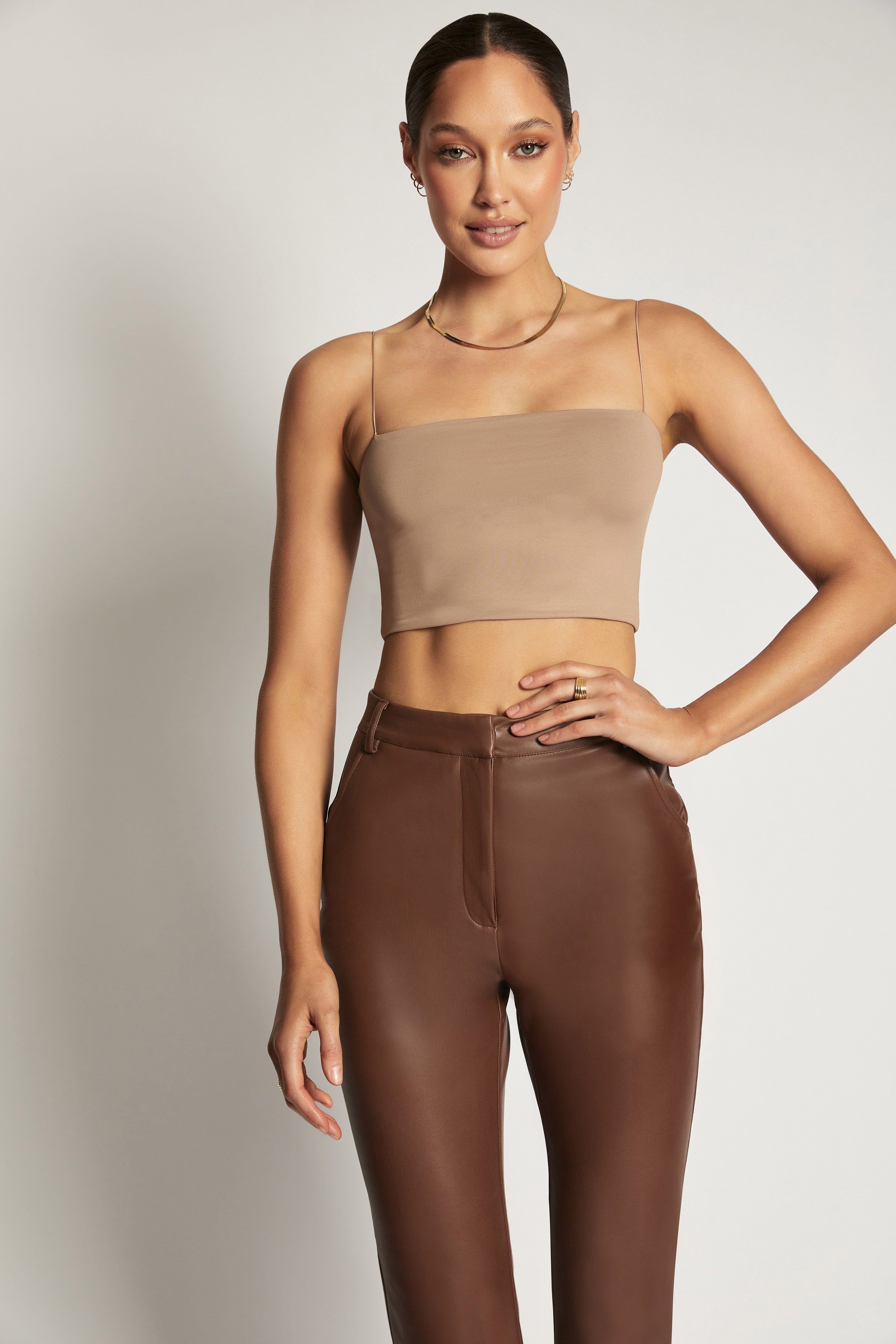 Yvonne Cami Crop Top - Latte sold by Meshki product image thumbnail 4