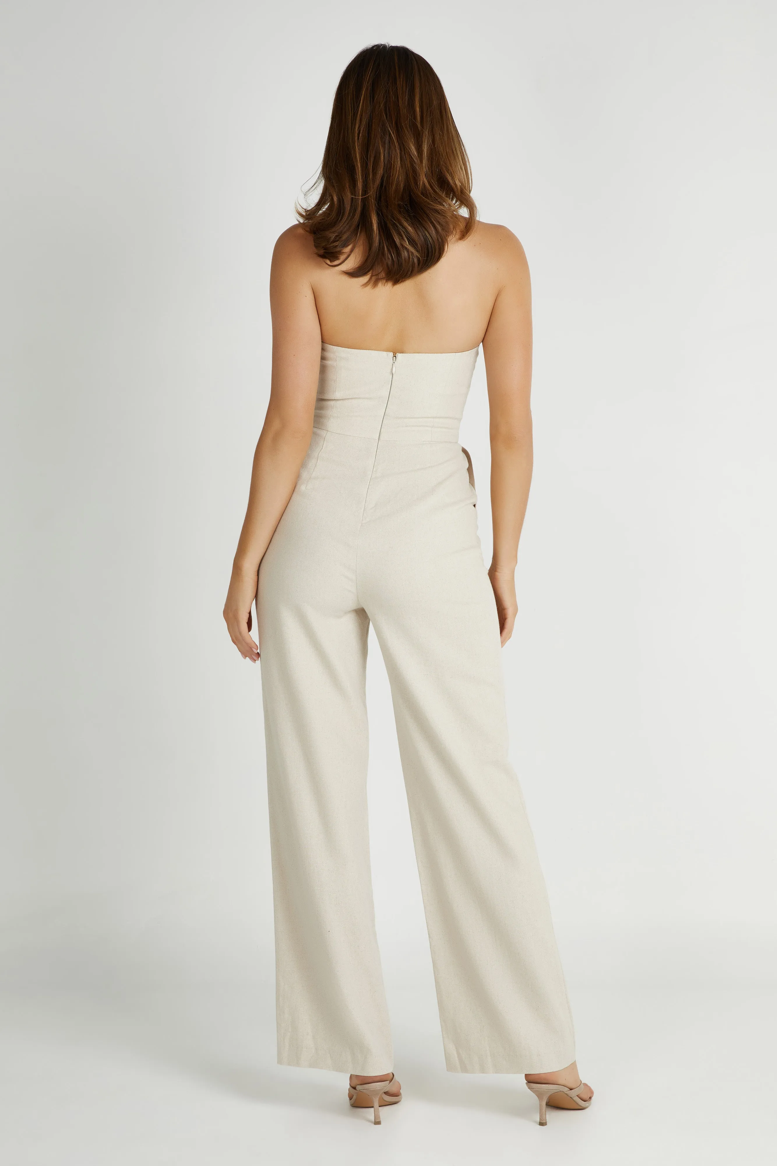 Anita Strapless Linen Jumpsuit - Natural sold by Meshki product image thumbnail 2
