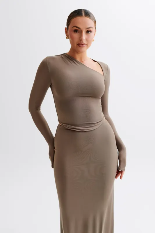 Bruna Slinky Long Sleeve Top With Cut Out - Coco sold by Meshki