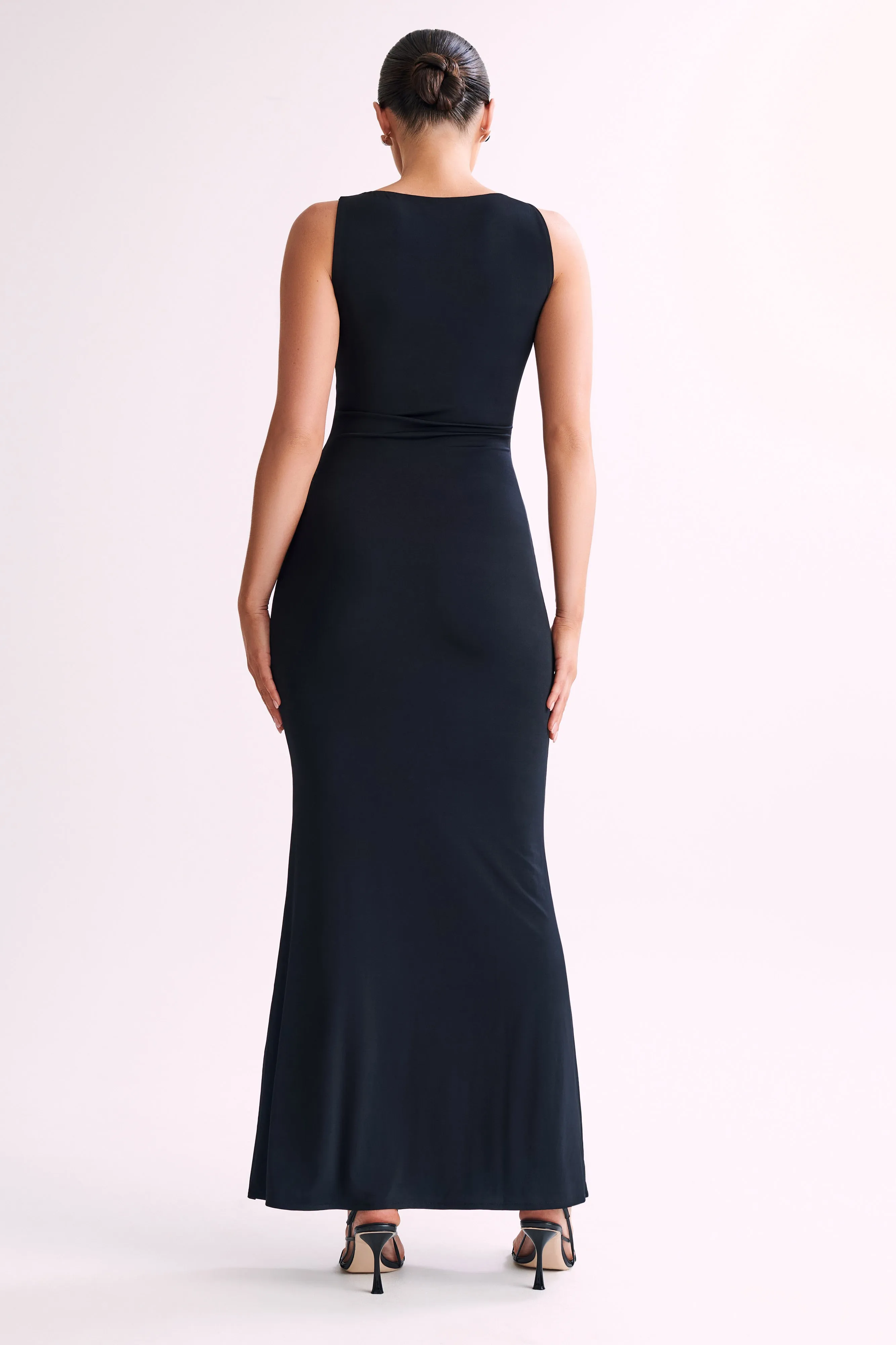 Tarna Sleeveless Slinky Maxi Dress - Black sold by Meshki product image thumbnail 3