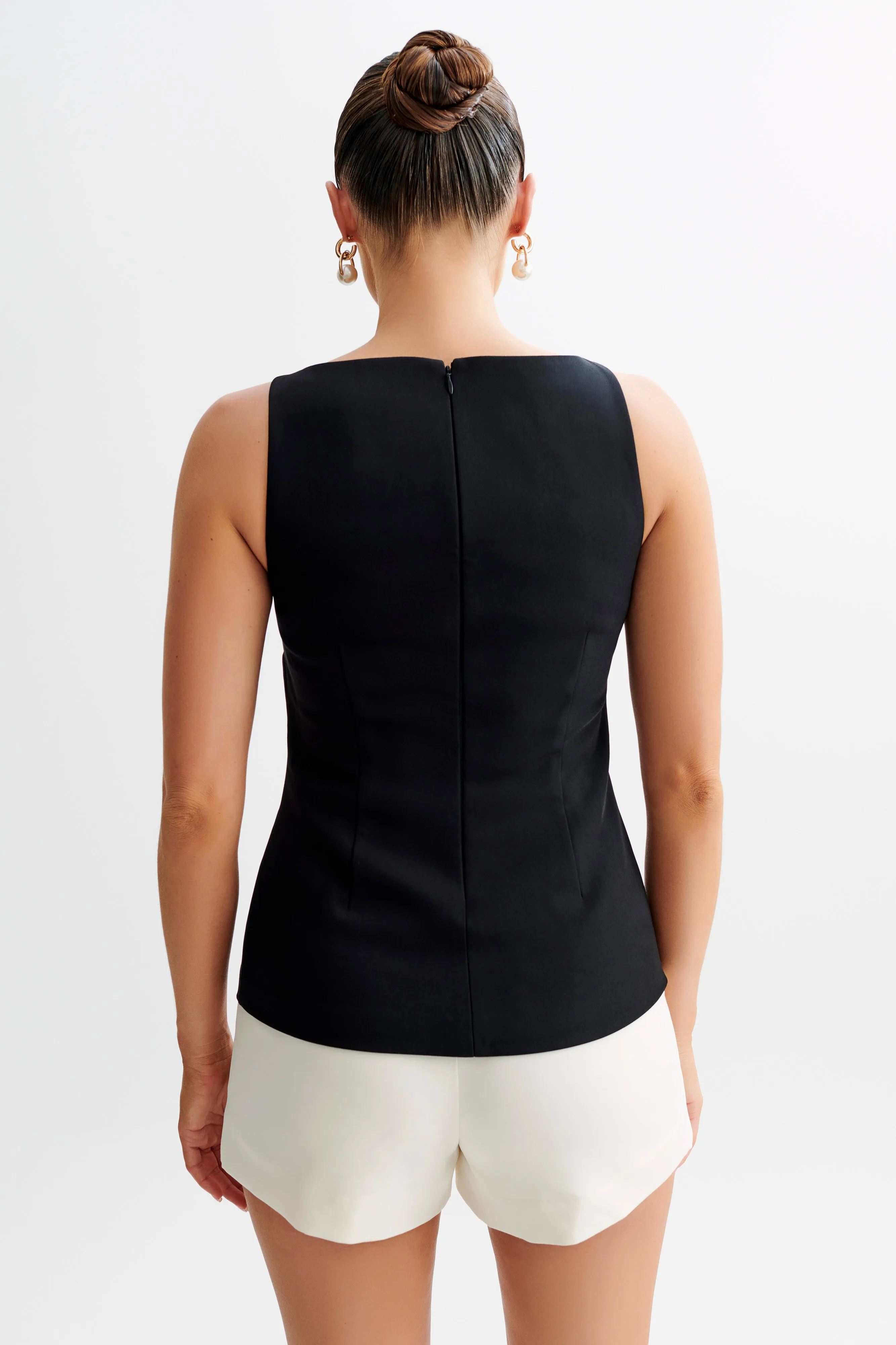 Angela Sleeveless Suiting Top - Black sold by Meshki product image thumbnail 5