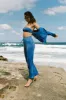 Lucille Shimmer Swim Cover Up Pants - Cobalt Sparkle sold by Meshki
