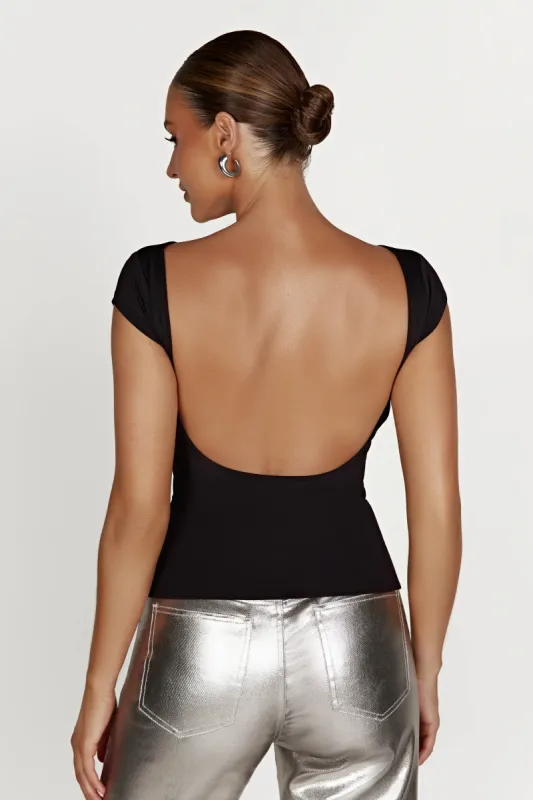 Reyna Recycled Nylon Longline Top - Black sold by Meshki