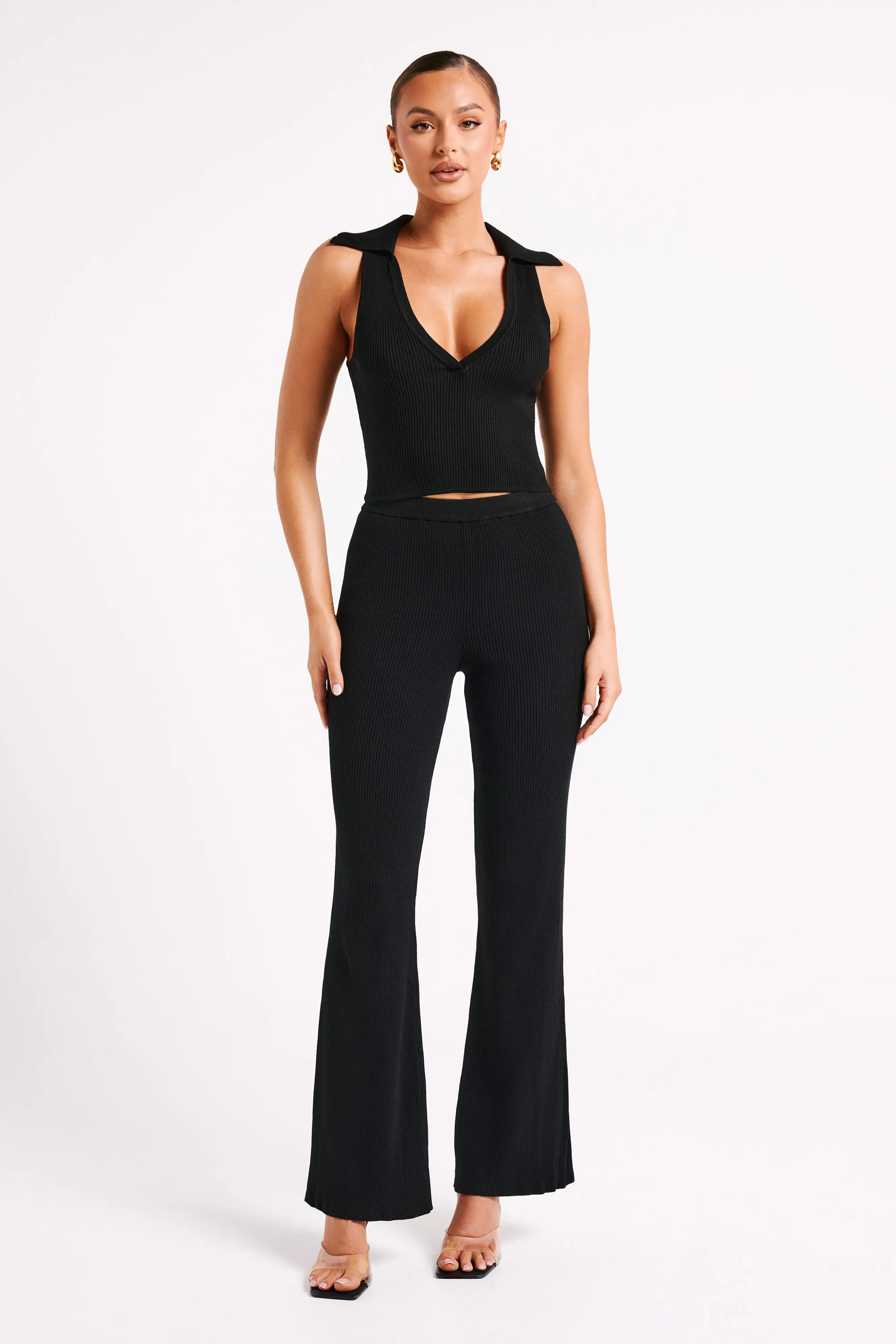 Viola Collared Knit Tank Top - Black sold by Meshki product image thumbnail 5
