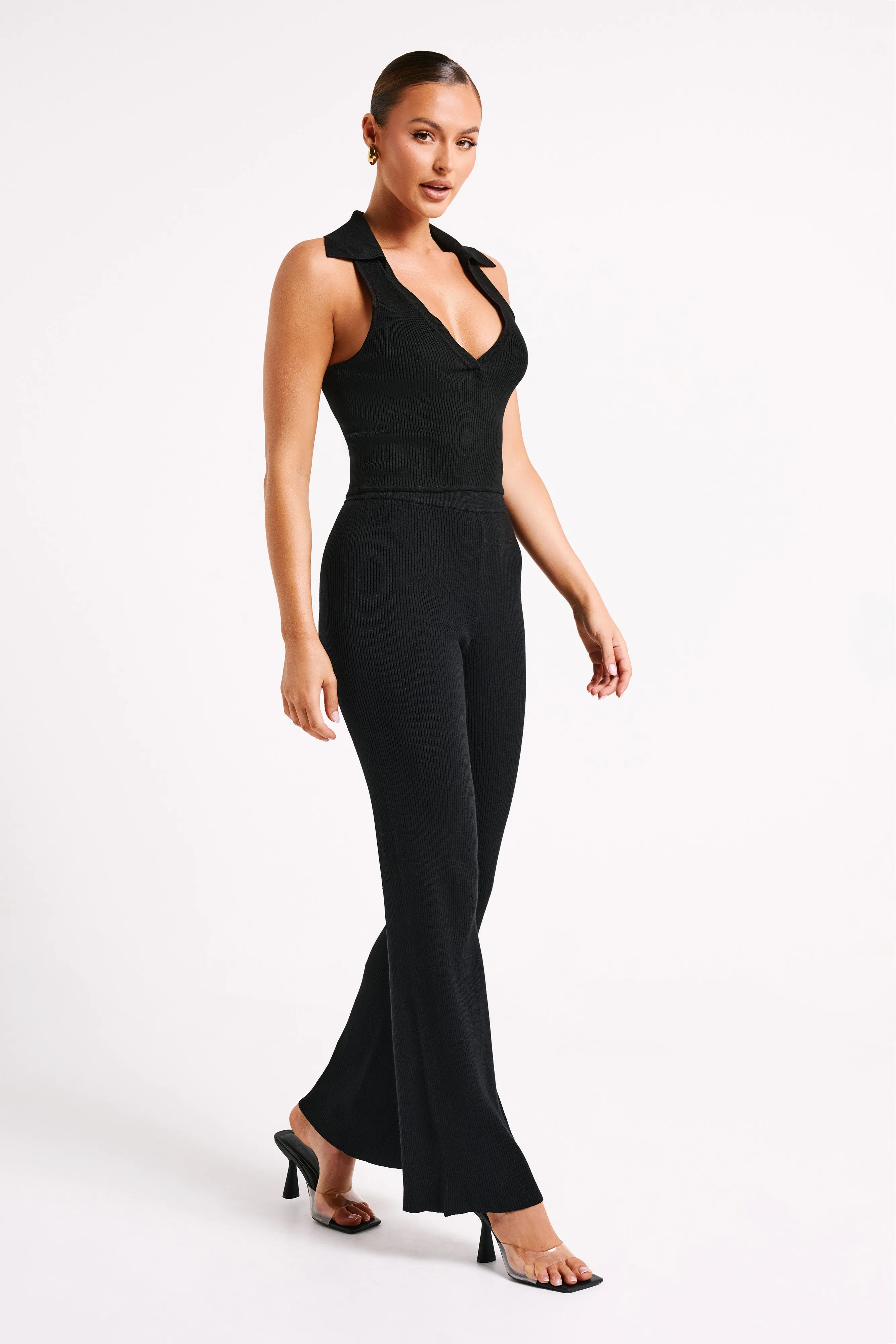 Viola Collared Knit Tank Top - Black sold by Meshki product image thumbnail 4