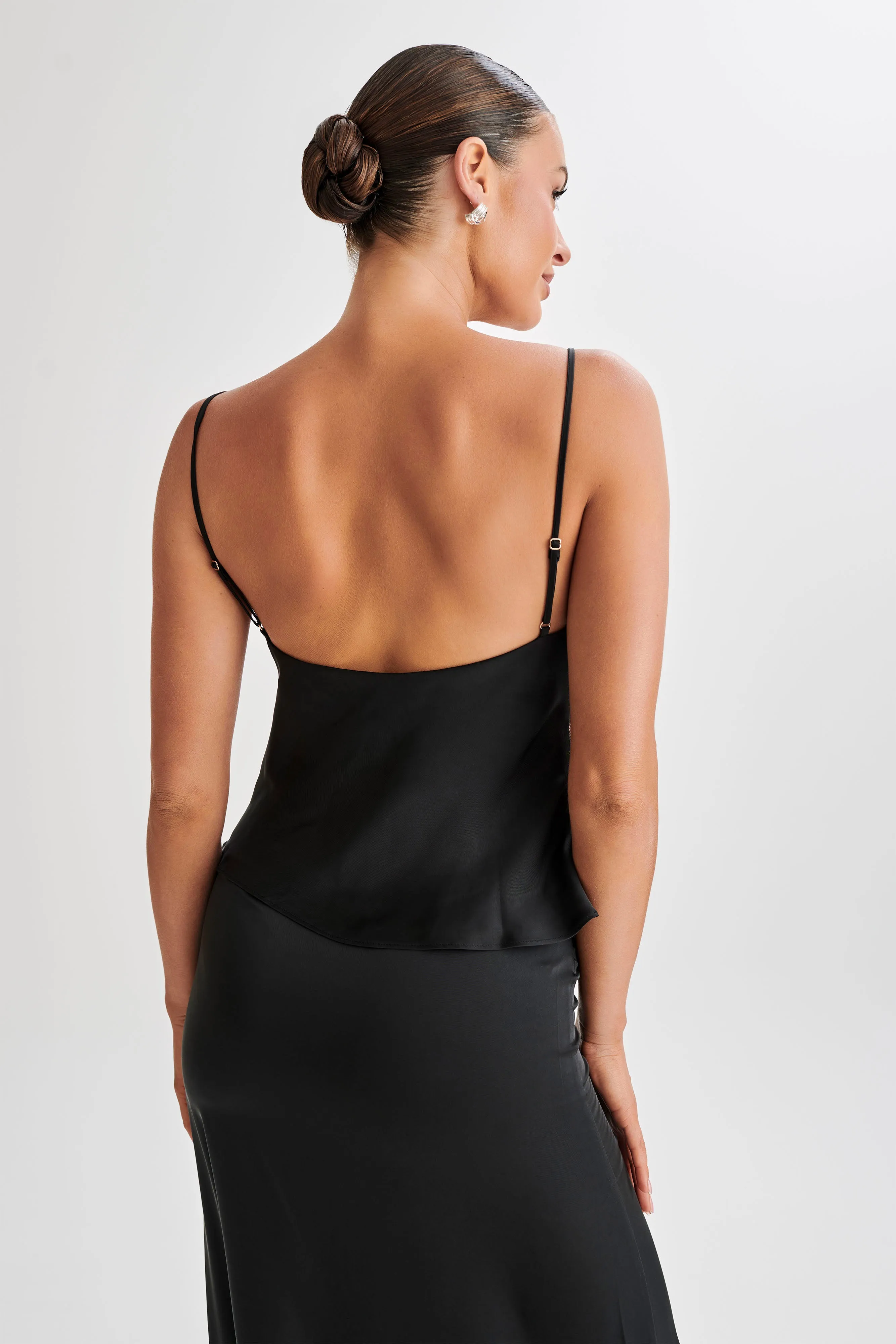 Luella Satin Lace Cami Top - Black sold by Meshki product image thumbnail 2