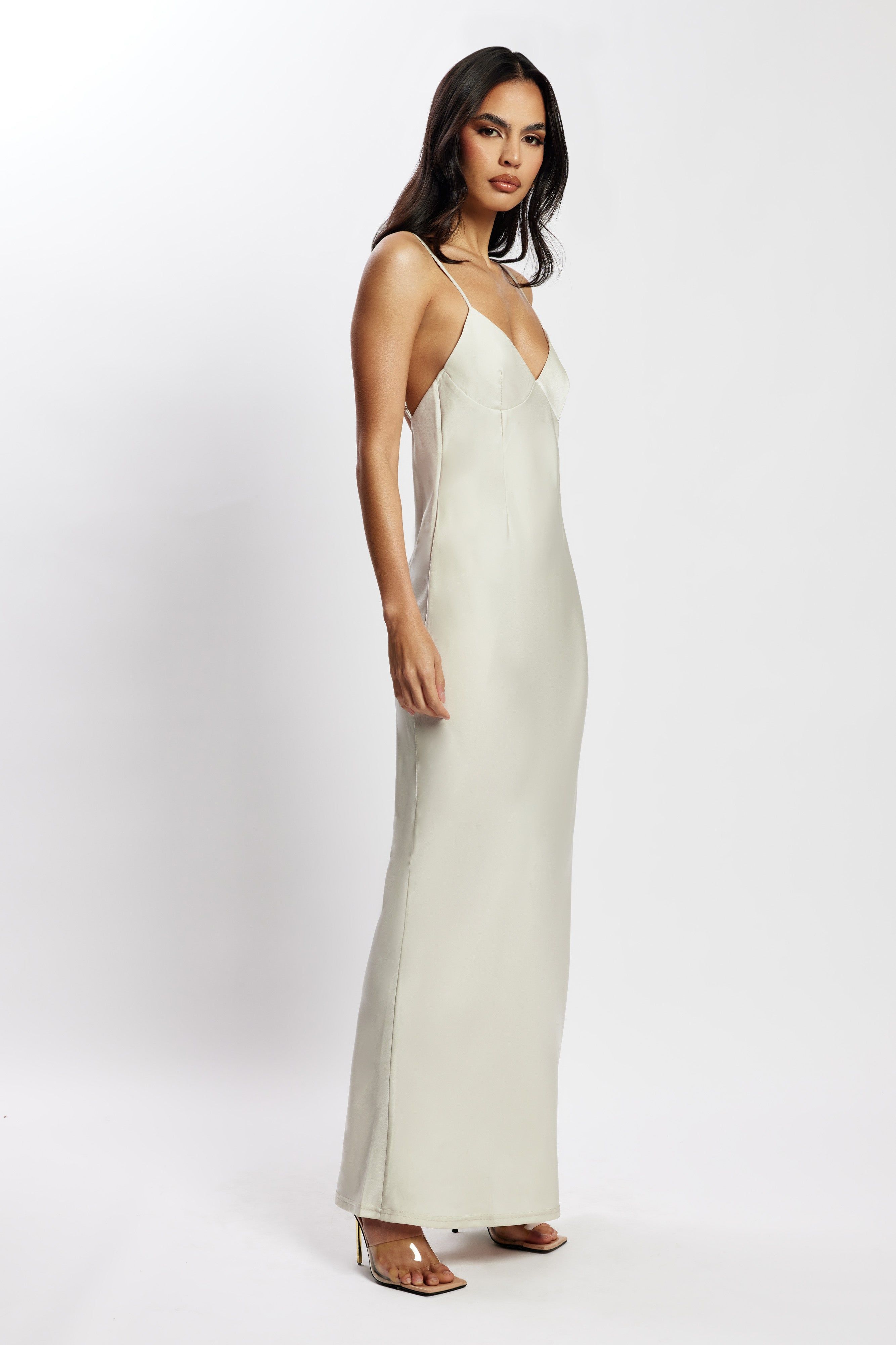 Baily Satin Maxi Dress - Silver sold by Meshki product image thumbnail 4