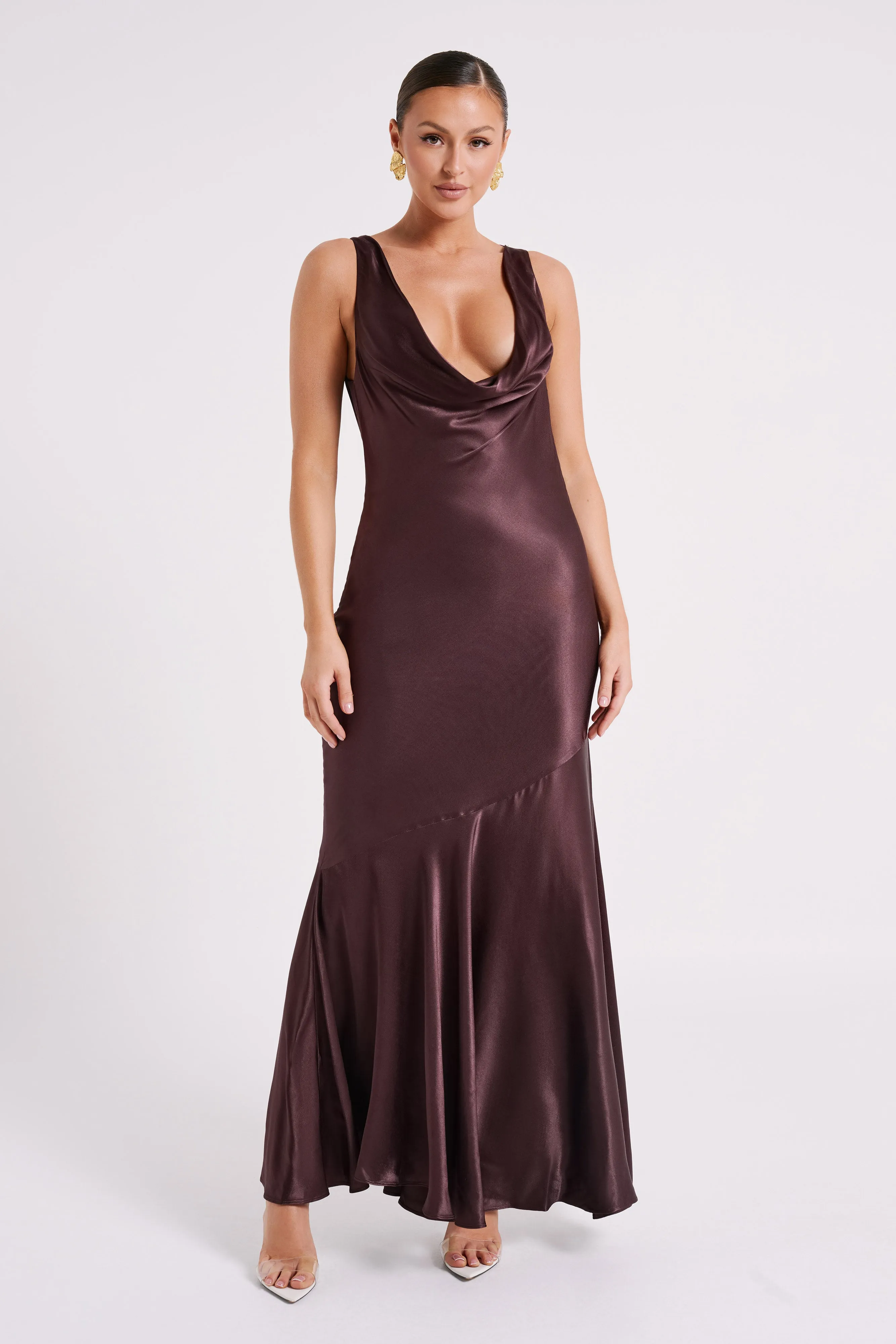 Ellison Satin Cowl Gown - Dark Chocolate sold by Meshki product image thumbnail 5