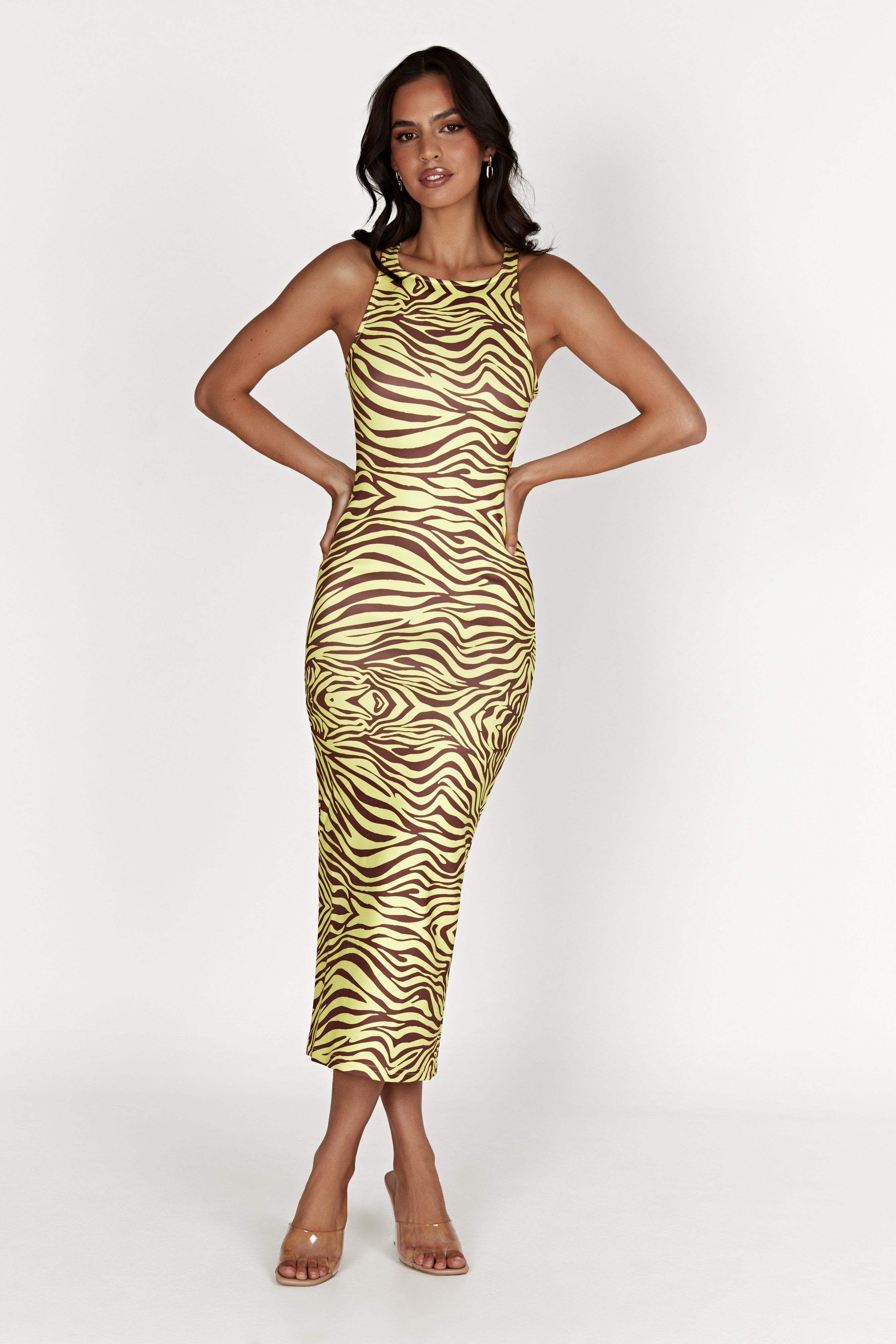Lima Halter Neck Midi Dress - Zebra Print sold by Meshki product image thumbnail 5