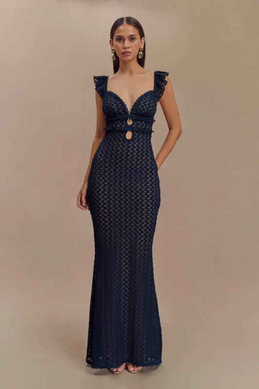 Ezra Lace Maxi Dress - Navy sold by Meshki