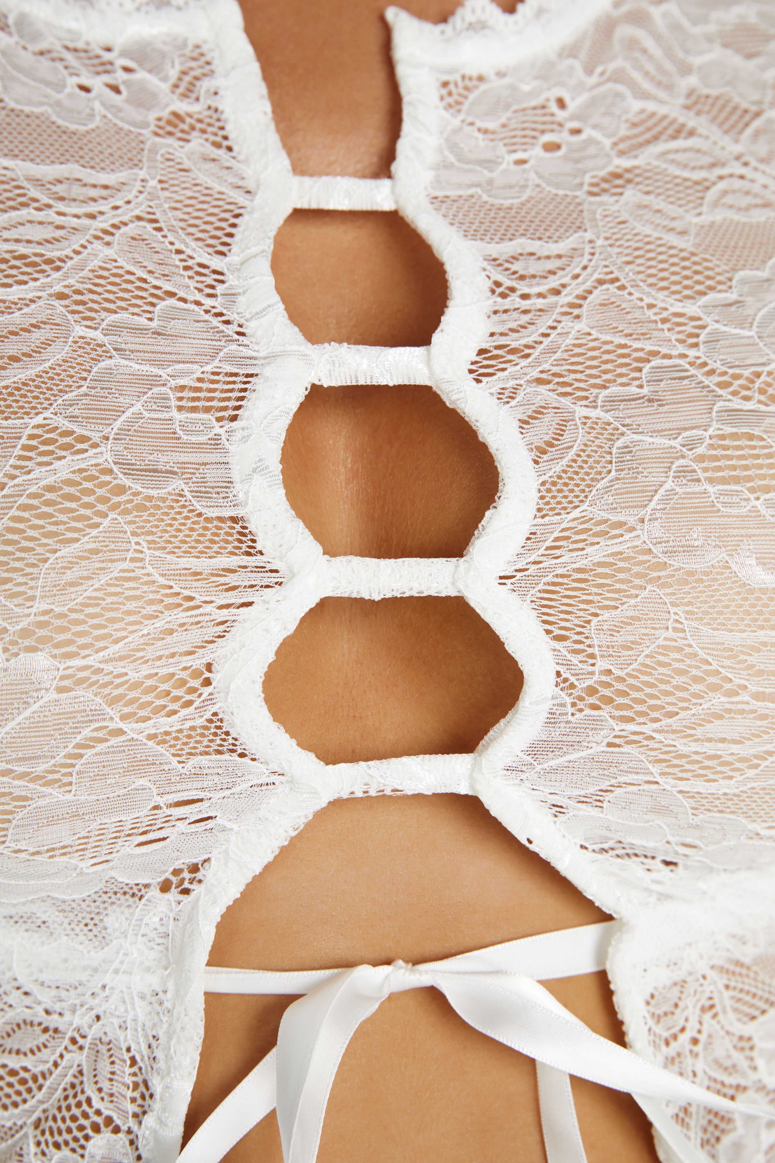 Farrah Stretch Lace Vintage Top - White sold by Meshki product image thumbnail 2
