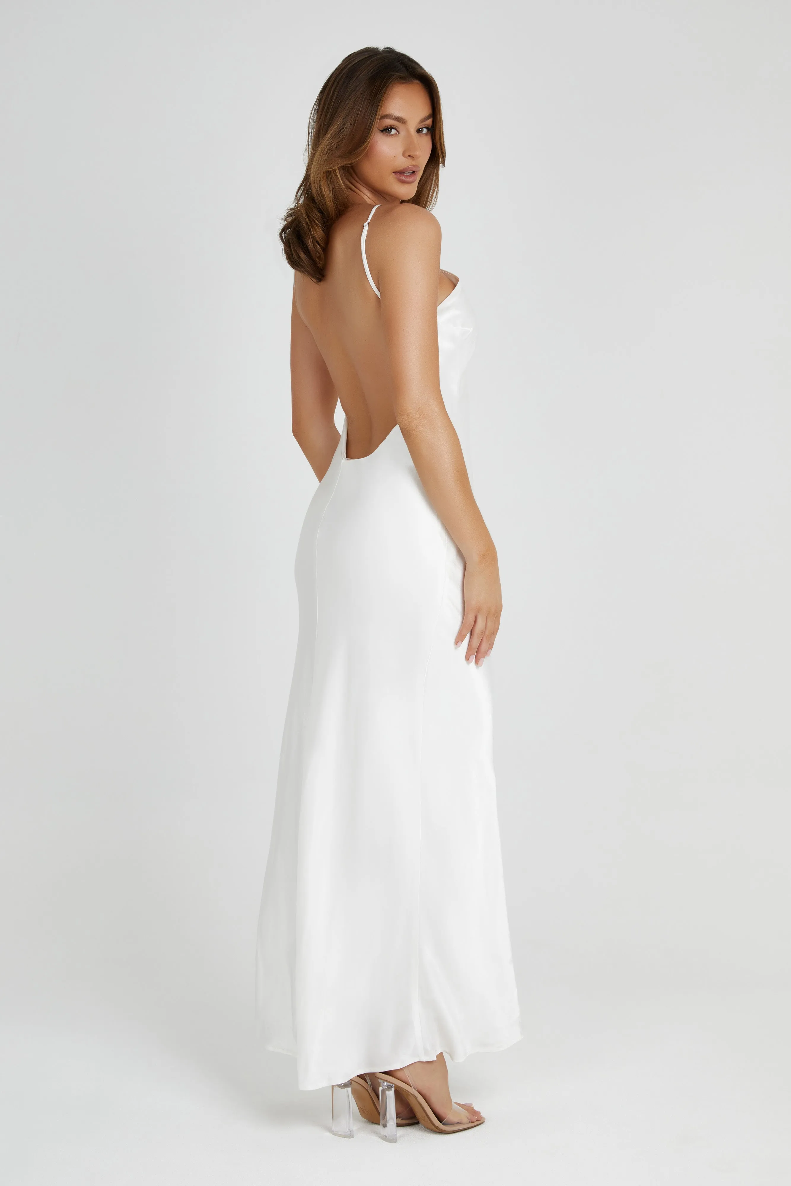 Lucia Satin Cut Out Maxi Dress - White sold by Meshki product image thumbnail 4