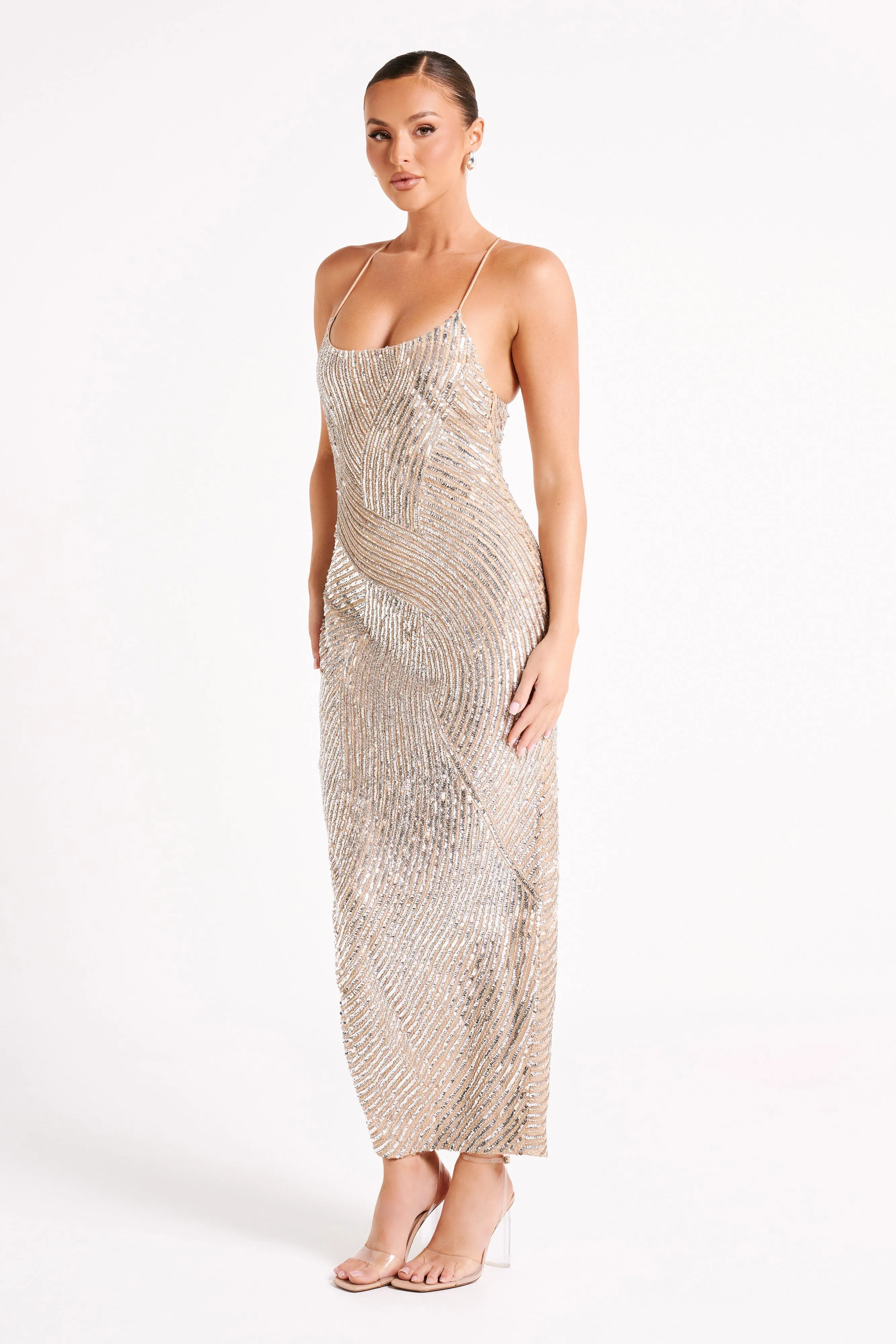 Tierra Sequin Maxi Dress - Silver sold by Meshki product image thumbnail 5