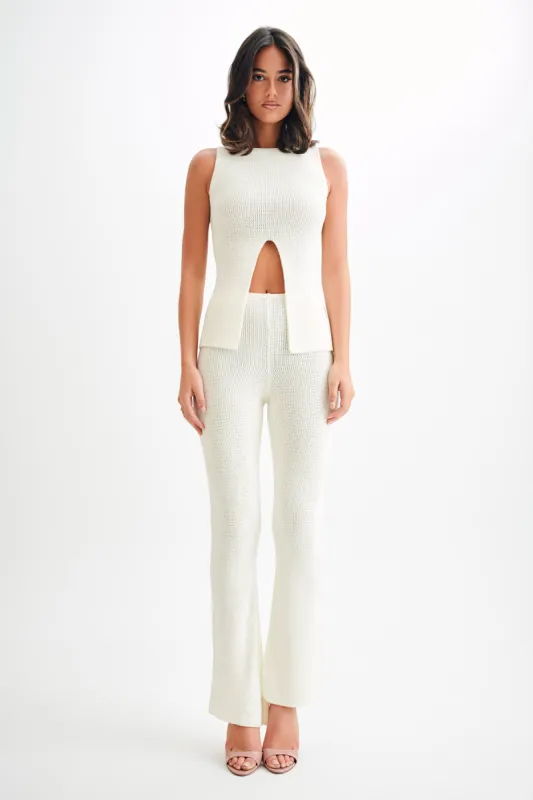 Ridley Straight Leg Knit Pant - Ivory sold by Meshki