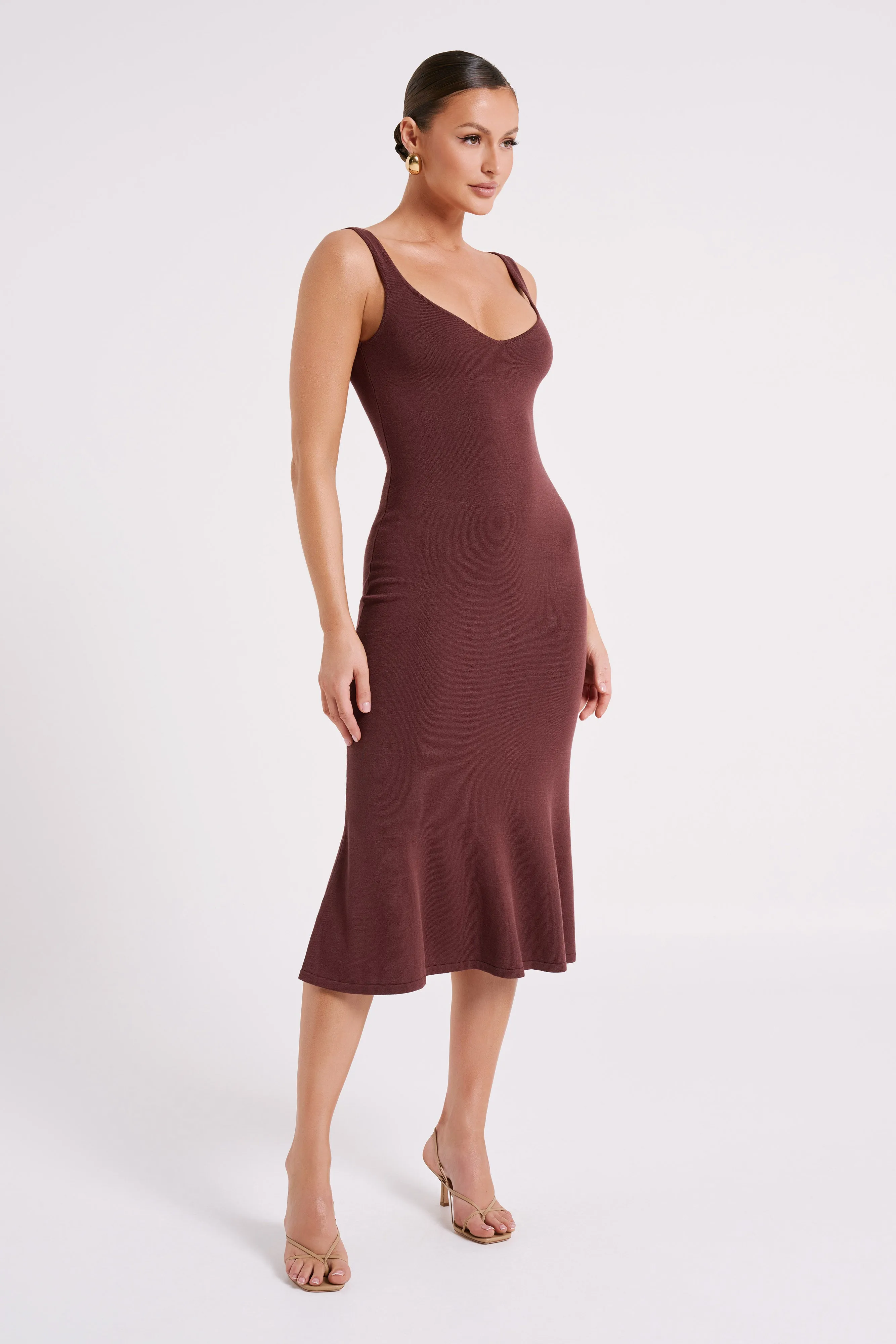 Easton Knit Midi Dress - Dark Chocolate sold by Meshki product image thumbnail 5