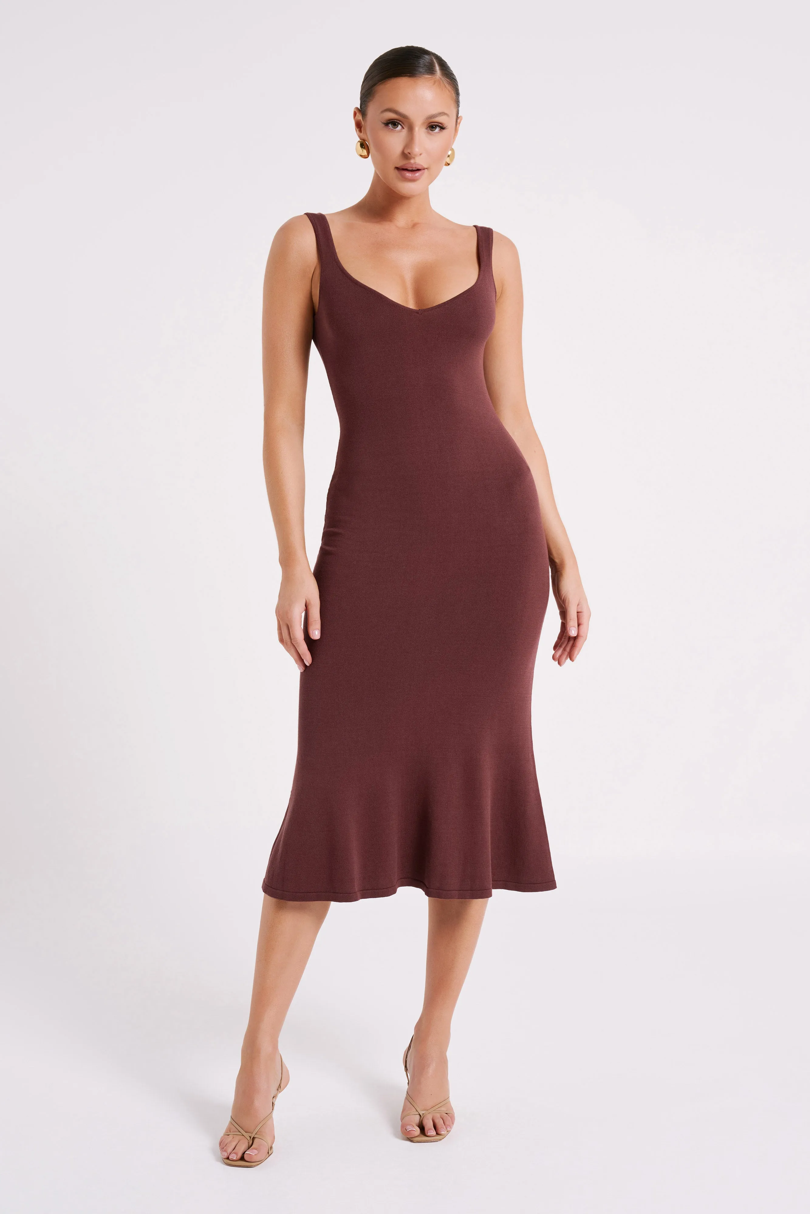 Easton Knit Midi Dress - Dark Chocolate sold by Meshki product image thumbnail 4