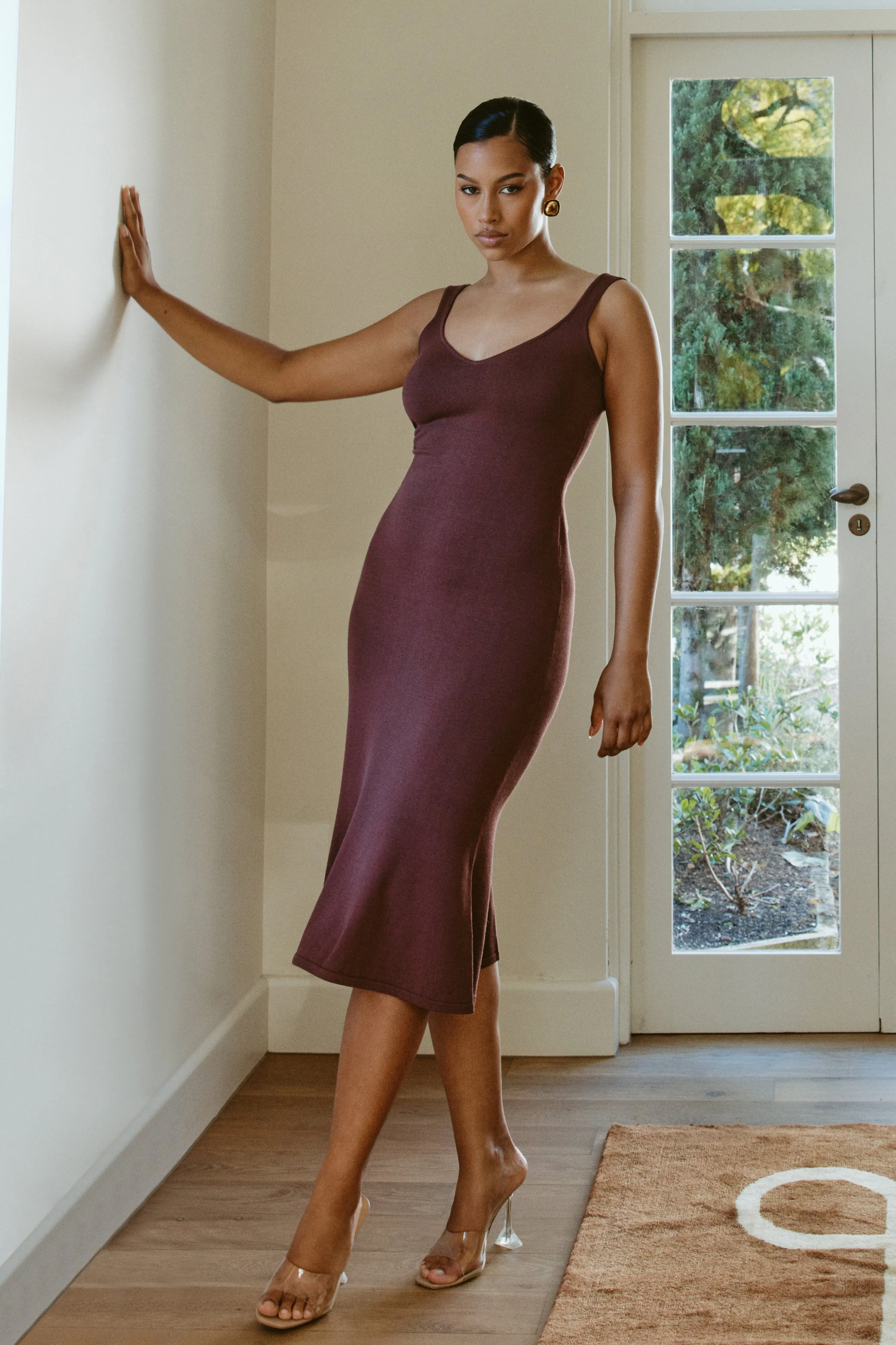 Easton Knit Midi Dress - Dark Chocolate sold by Meshki