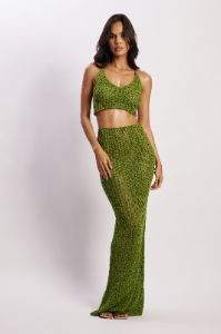 Rosella Crochet Maxi Skirt - Green sold by Meshki