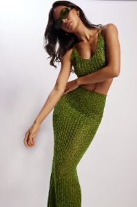 Rosella Crochet Maxi Skirt - Green sold by Meshki